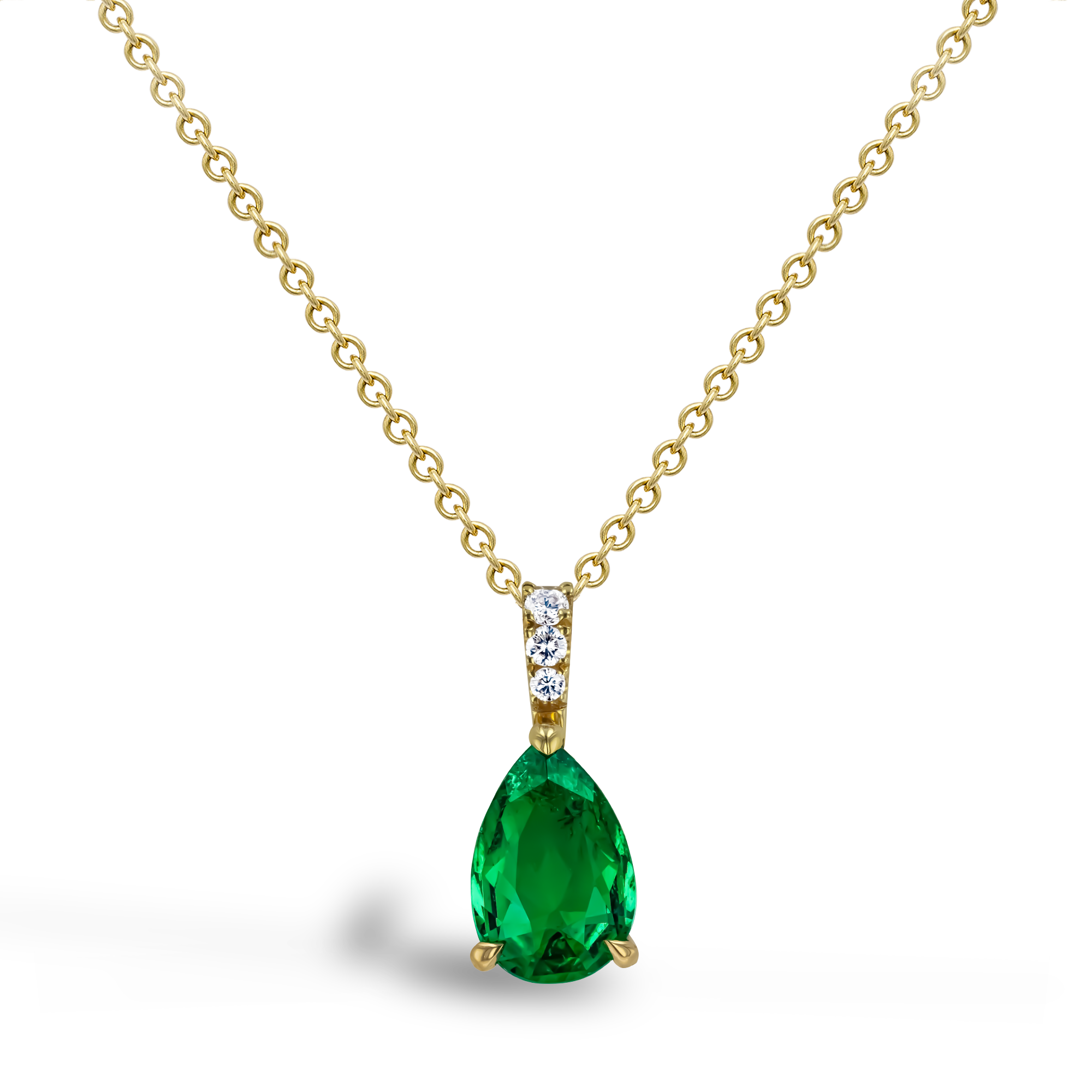 Emerald and Diamond Pendant Pearshape, Claw Set_1