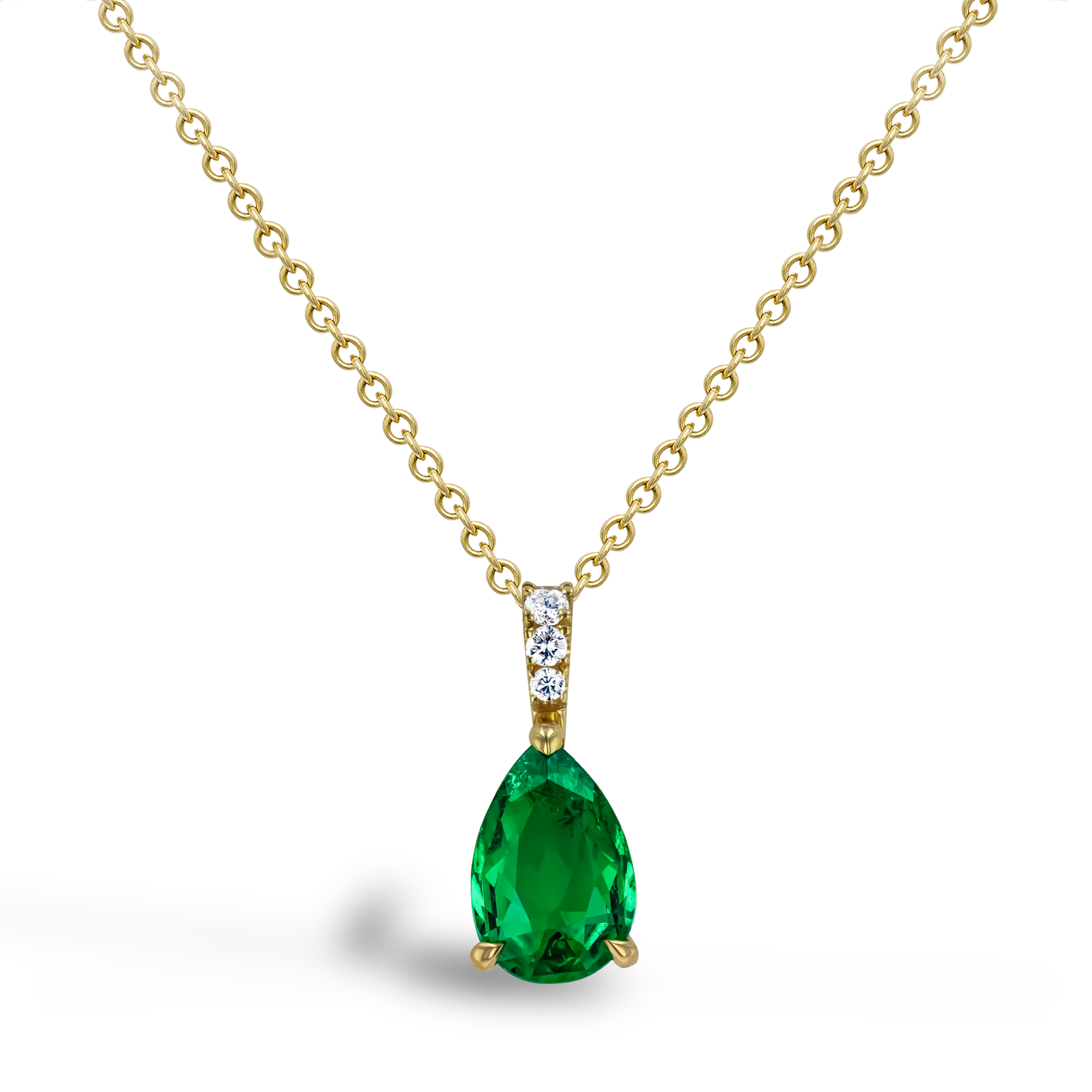 Emerald and Diamond Pendant Pearshape, Claw Set_1