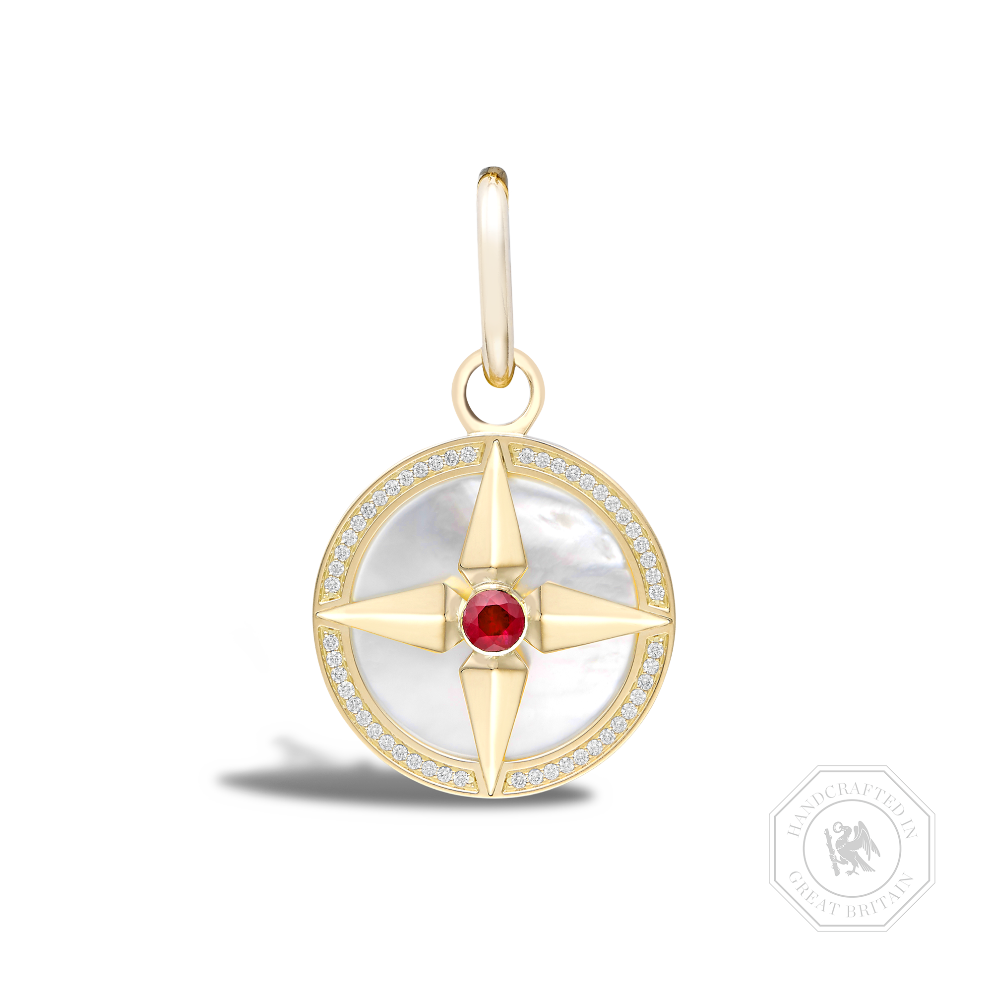 Ruby (July) Pendant Charm Brilliant Cut, Rubover & Claw Set_1