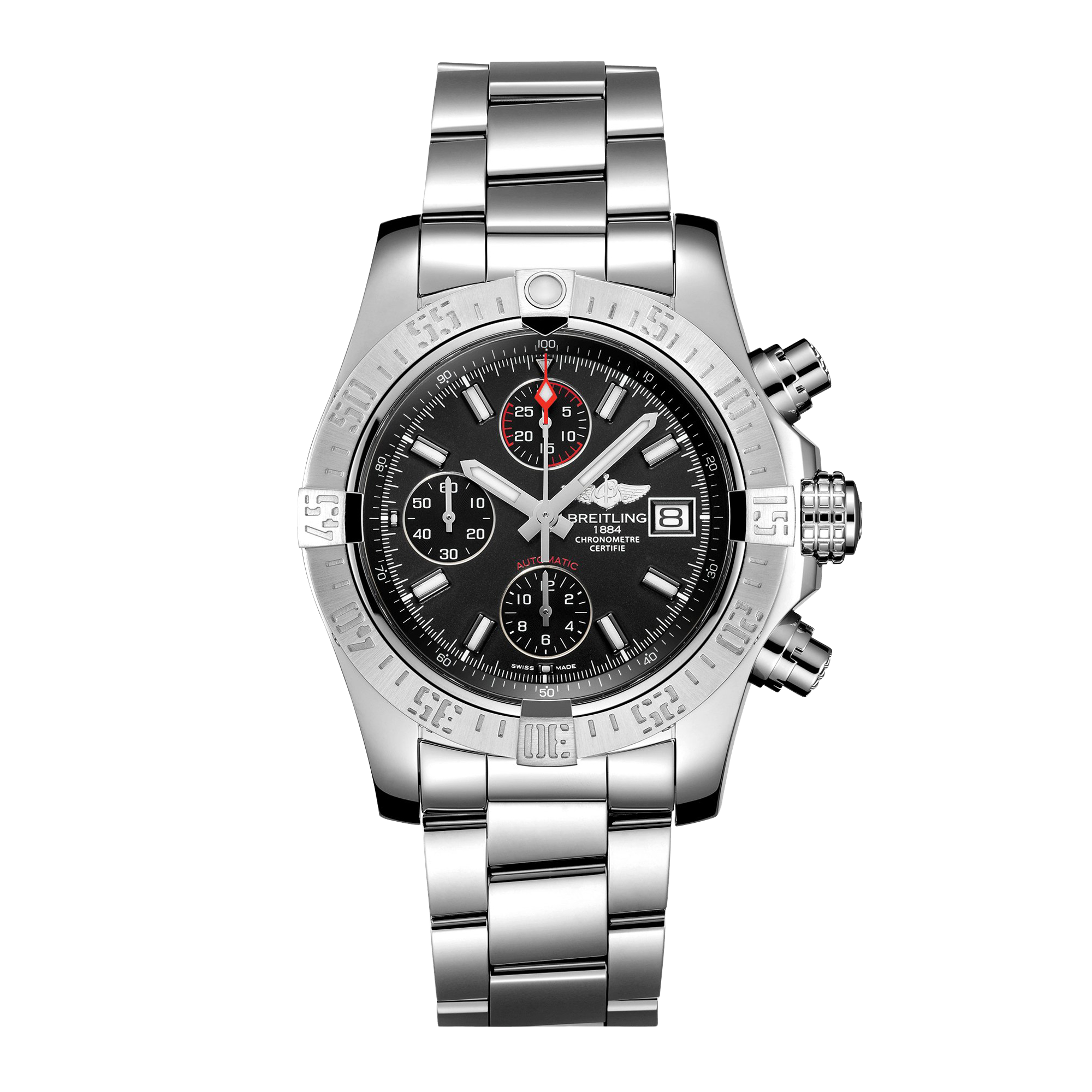 Breitling Avenger II 43mm, Black Dial, Baton Numerals_1