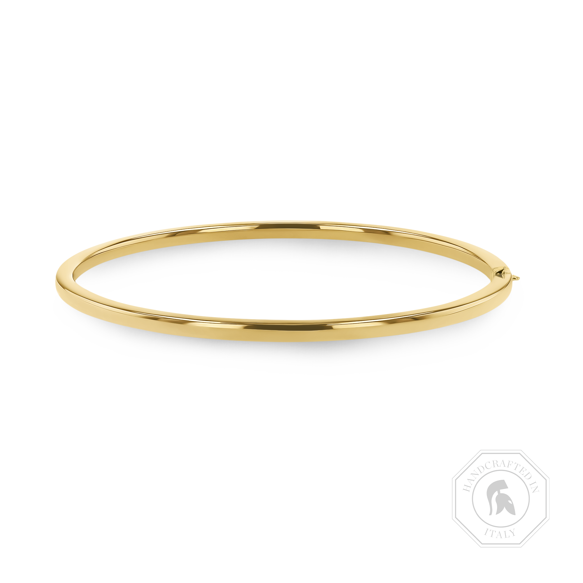 Plain Polished 3mm Square Edged Oval Bangle _1