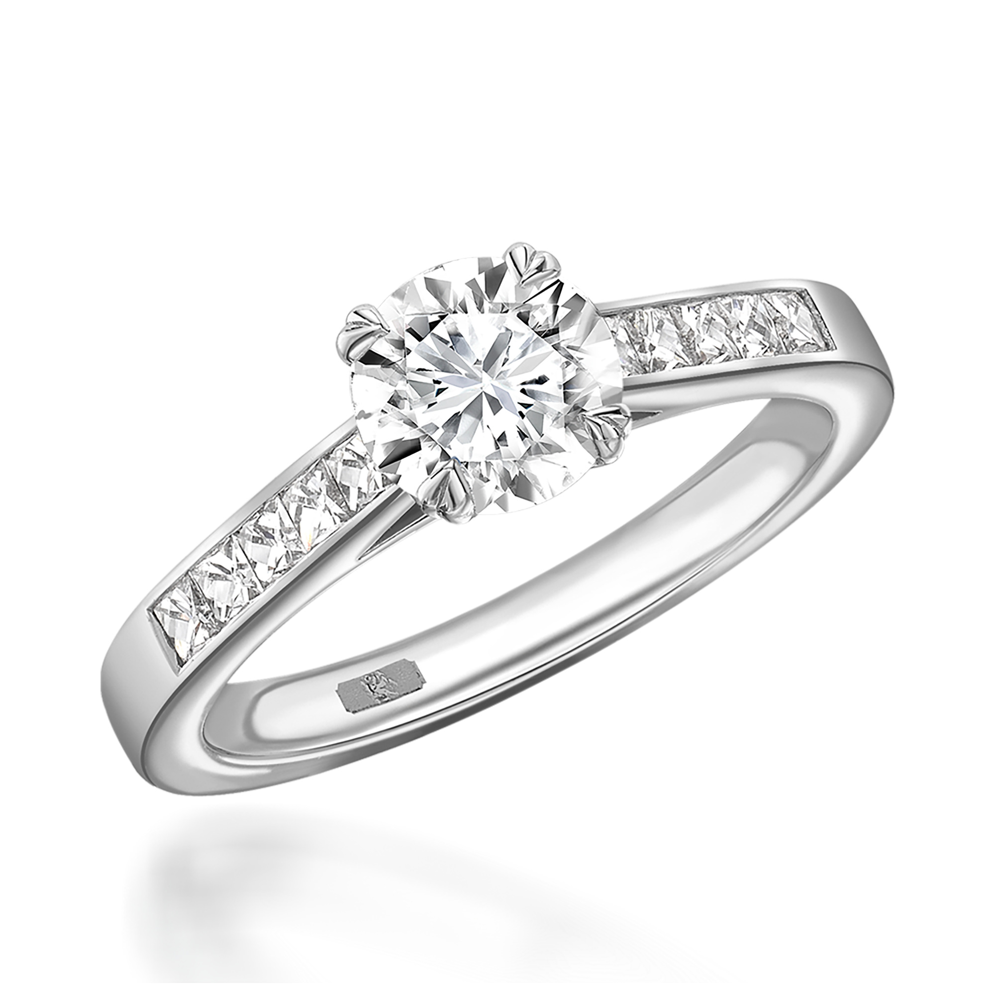 0.73CT Diamond Solitaire Ring Brilliant Cut, Solitaire, French Cut Diamond Shoulders_1