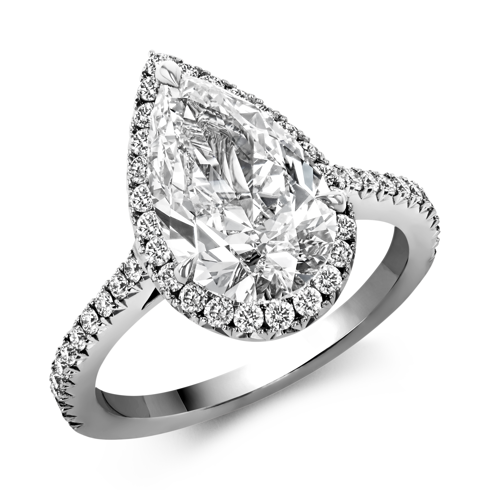 Pearshape 3.02ct Diamond Cluster Ring Pearshape, Claw Set_1