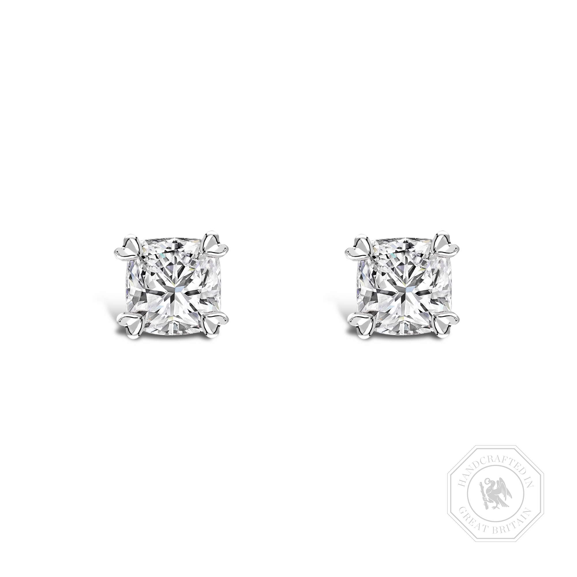 Windsor 0.93ct Cushion Diamond Ear Studs Cushion Cut, Claw Set_1