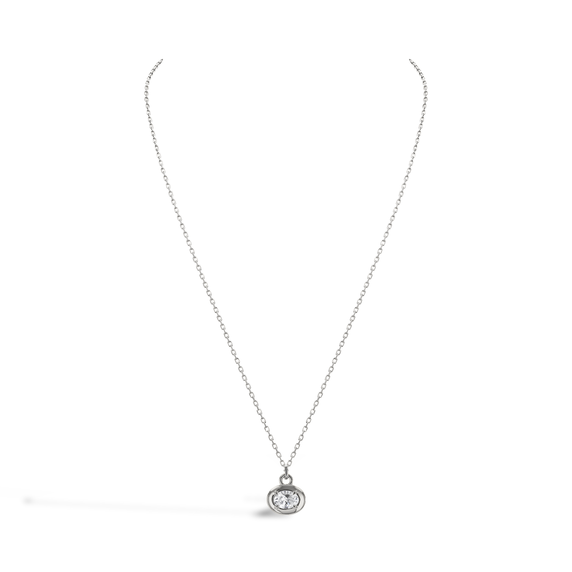 Skimming Stone 0.50ct Angola Diamond Pendant Oval Cut, Claw Set_2