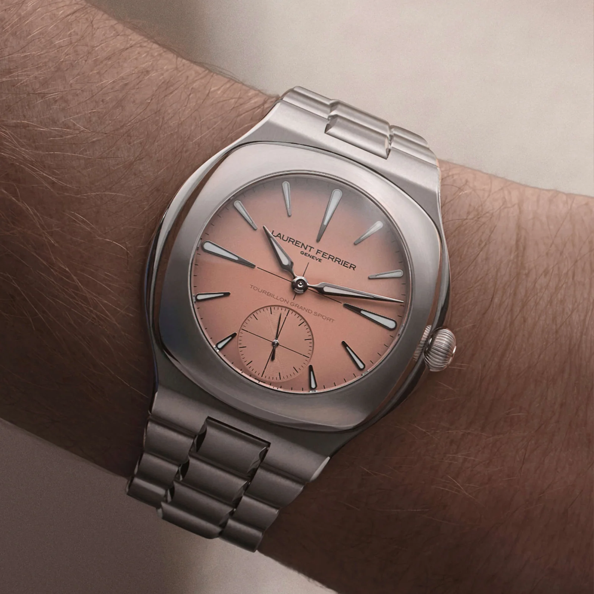 Laurent Ferrier Grand Sport Tourbillon Pursuit 44mm, Salmon-Pink Opaline Dial, Drop-shaped Indices_3