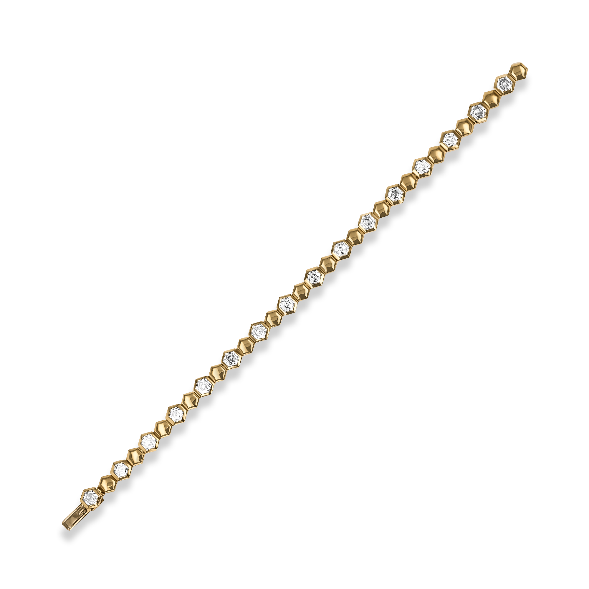 Honeycomb 5.53ct Diamond Bracelet Hexagonal Cut, Rubover Set_2