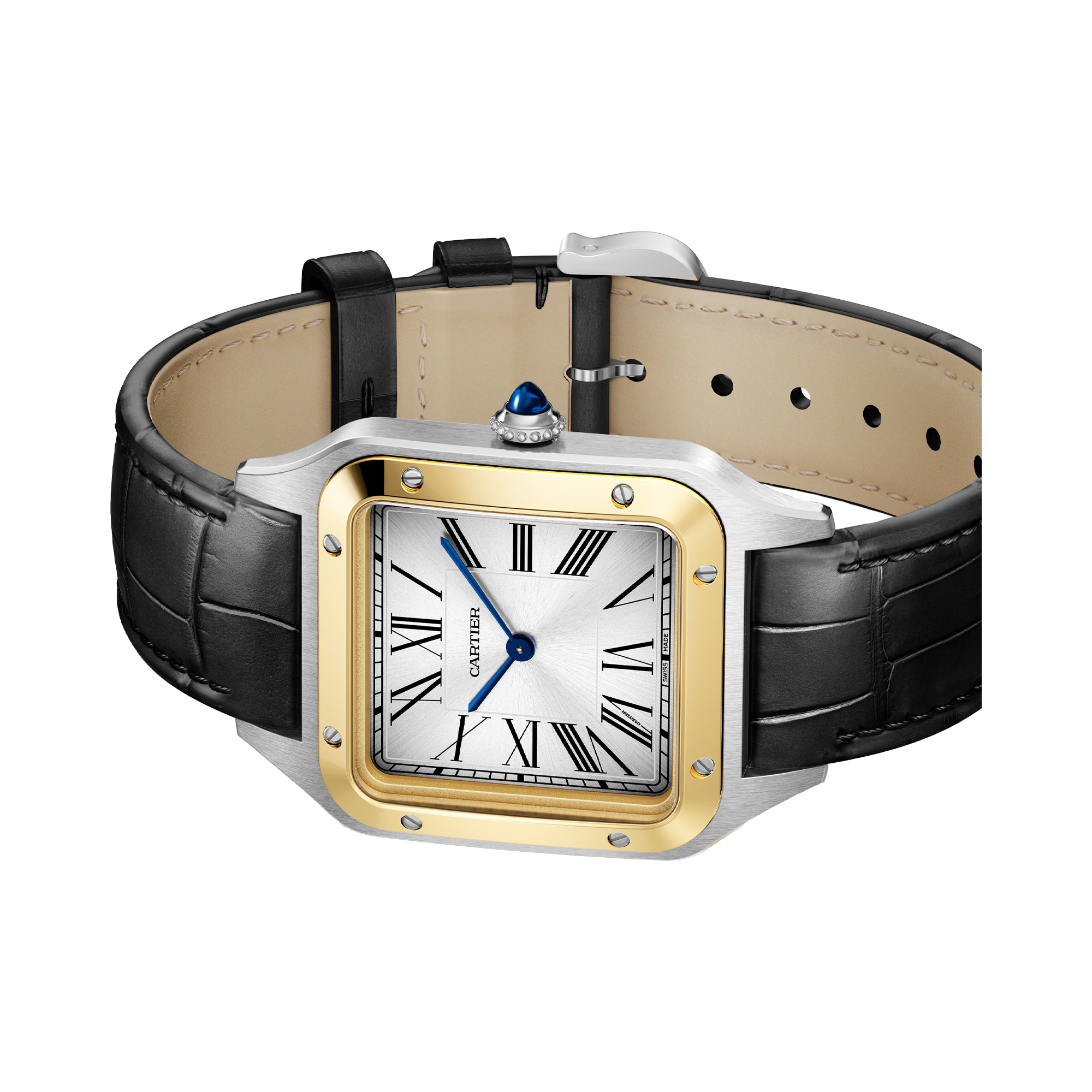 Cartier Santos-Dumont 46.6mm, Silver Dial, Roman Numerals_4