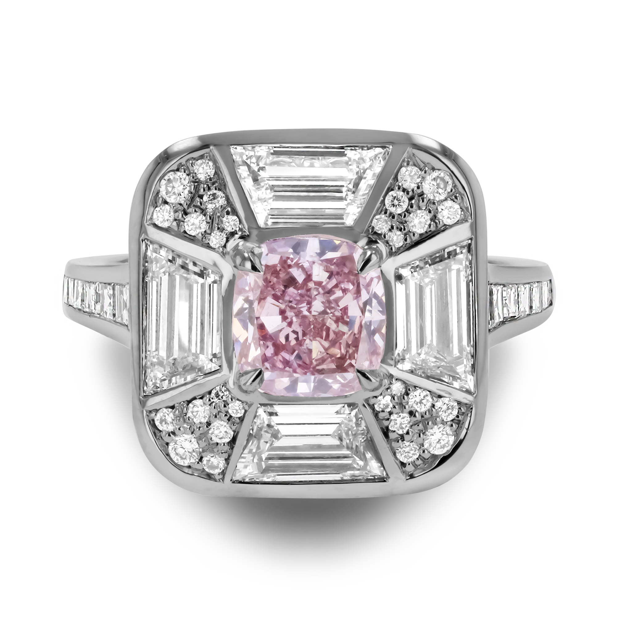 Masterpiece Coronation Setting Fancy Purplish Pink Diamond Ring Cushion Cut, Four Claw Set_2