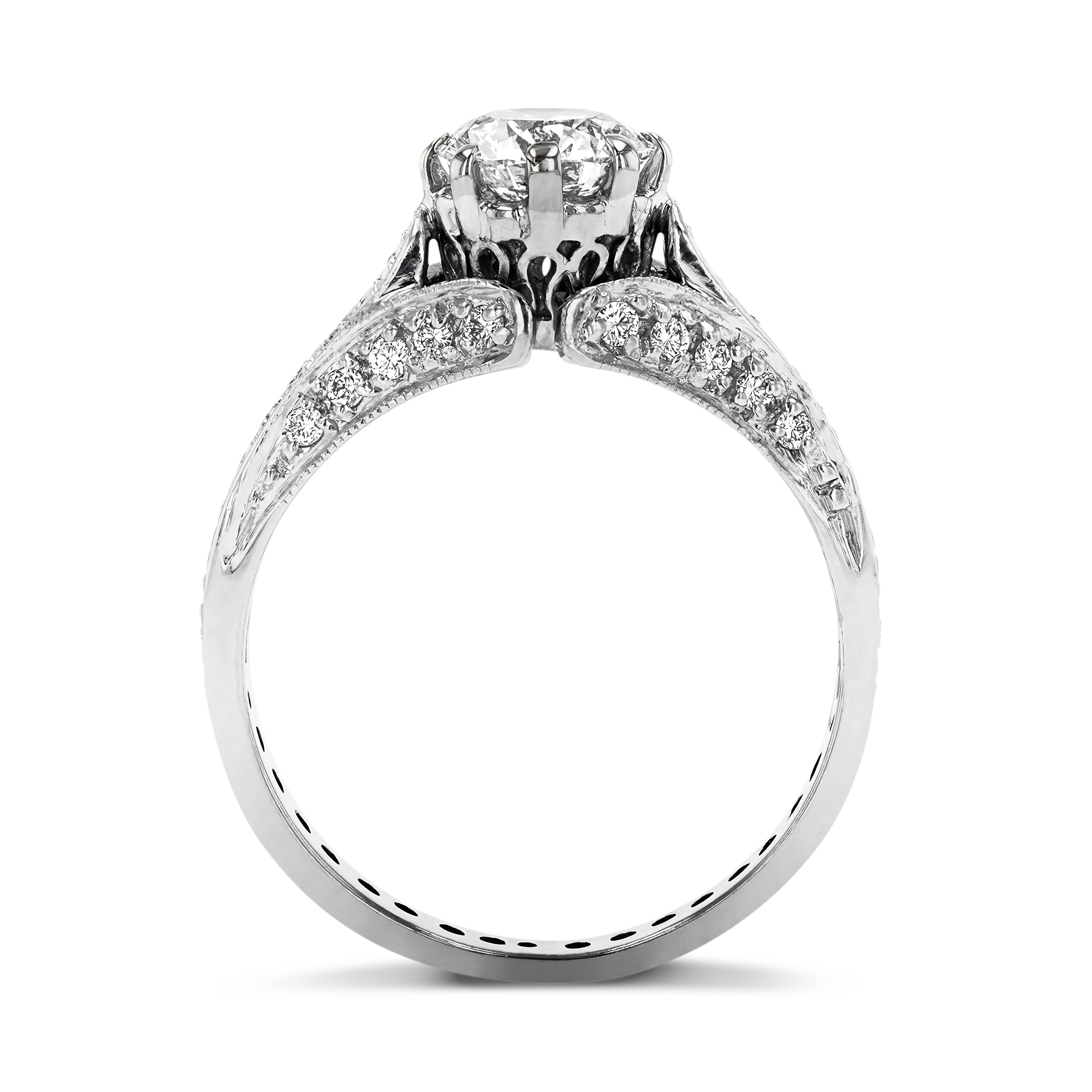 Brilliant Cut Diamond Solitaire Ring with Diamond Shoulders Brilliant Cut, Eight Claw Set_3