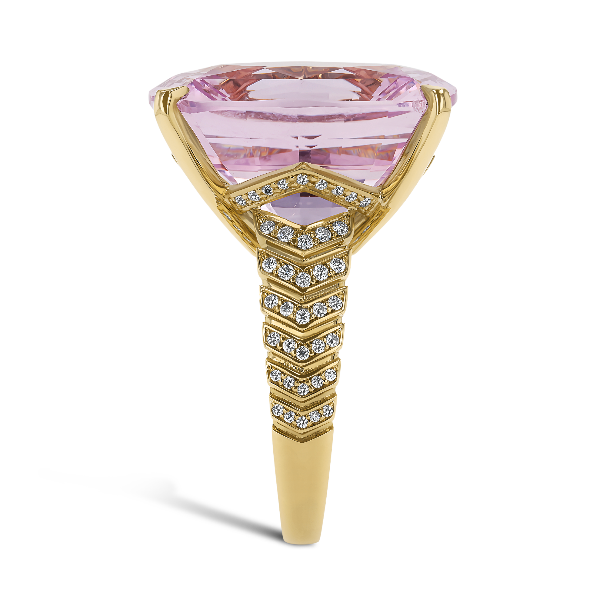 Cushion Cut 21.75ct Pink Morganite and Diamond Ring Cushion modern cut, Claw set_4