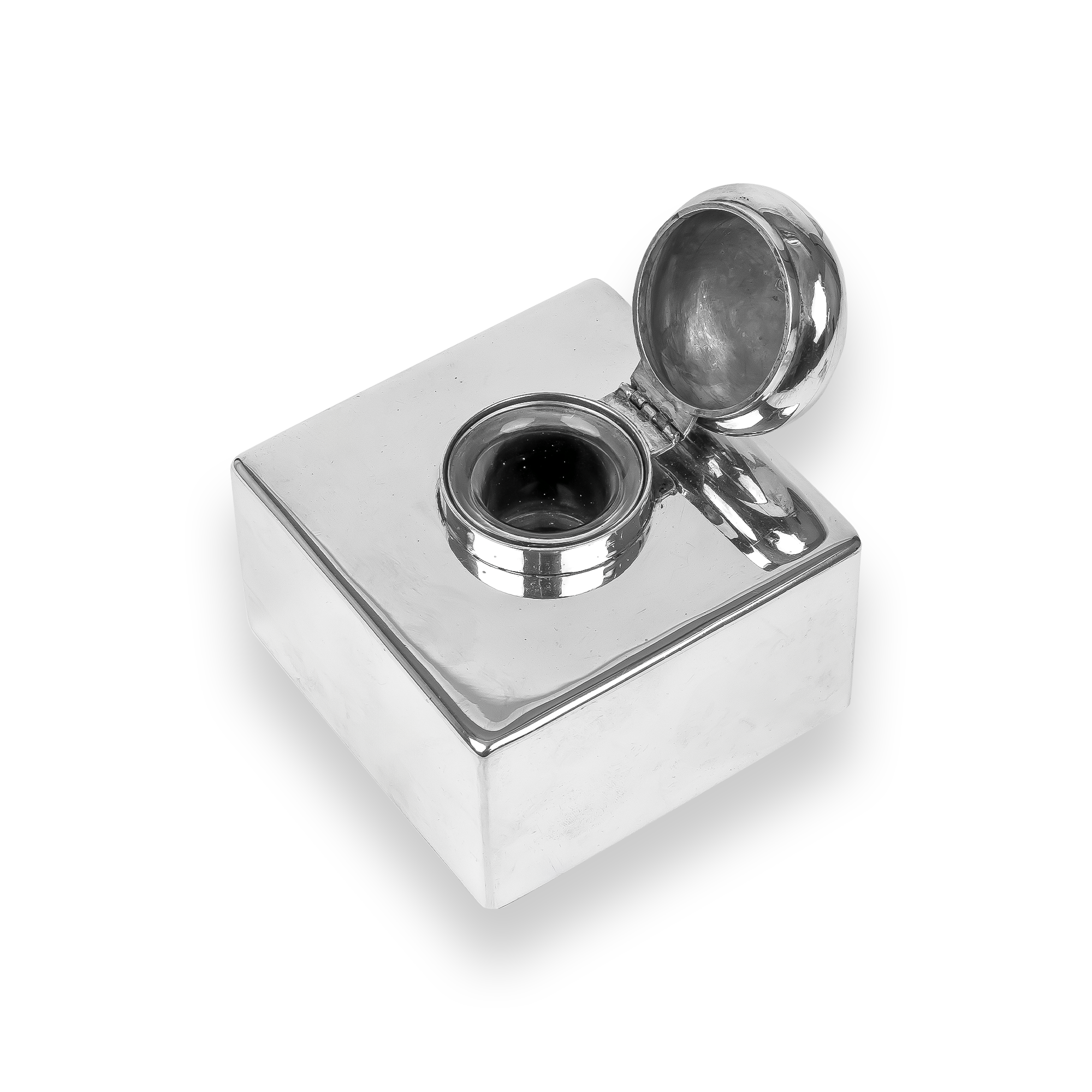 Antique Square Silver Inkwell Hallmarked Birmingham_2
