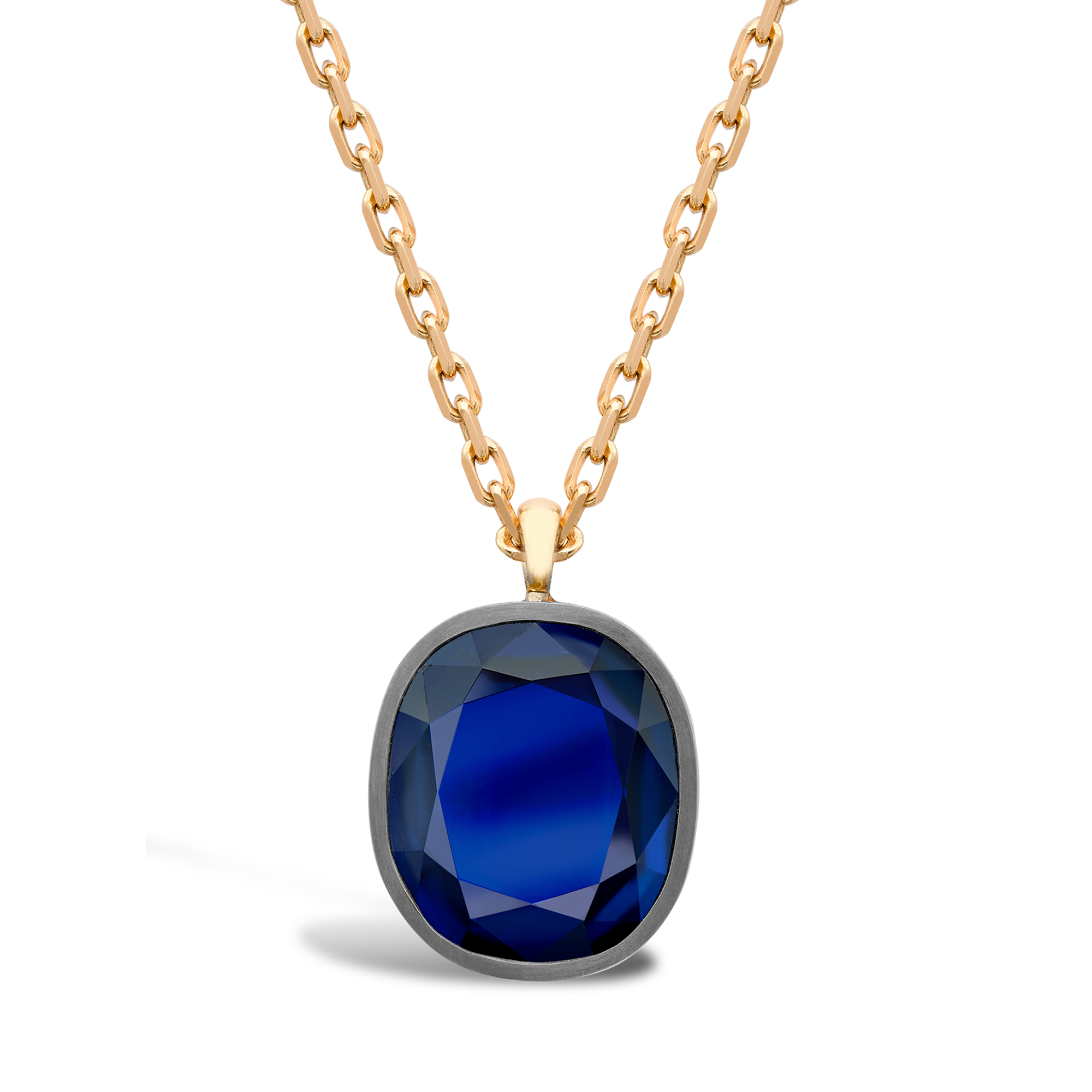 Masterpiece Legacy 14.00ct Sapphire Solitaire Pendant Cushion Antique Cut, Rubover Set_1