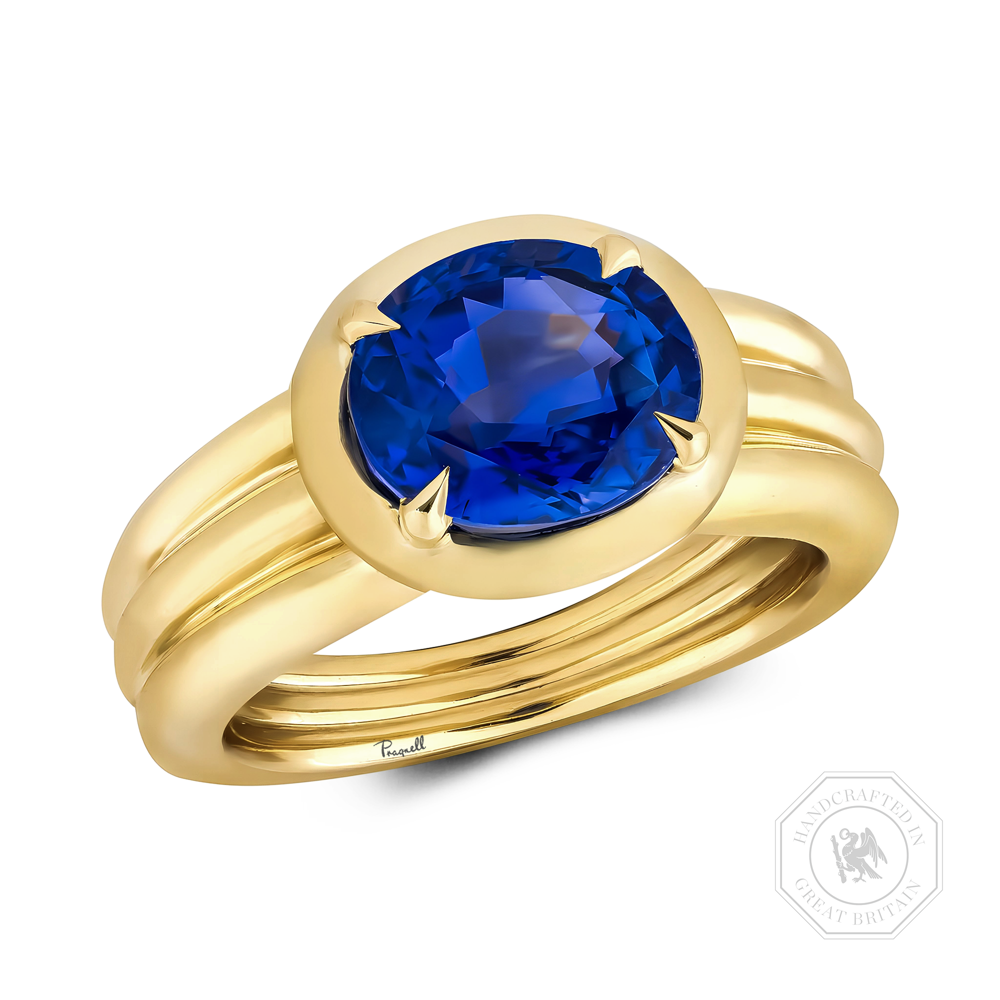 Weave Setting Oval Cut 4.09ct Sapphire Ring Oval Cut, Claw Set_1