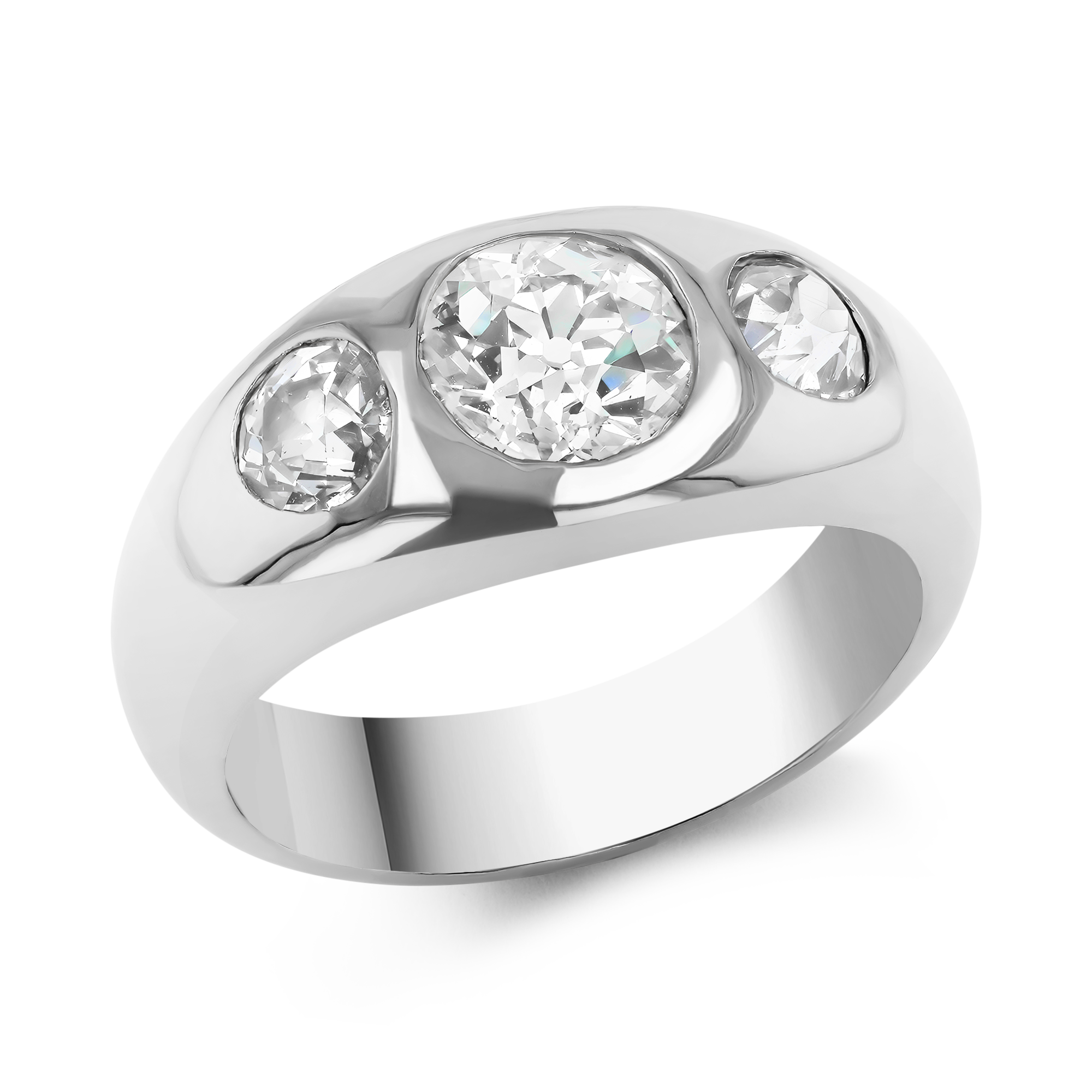 Art Deco Old Cut 1.01ct Diamond Ring Old European Cut, Gypsy Set_1