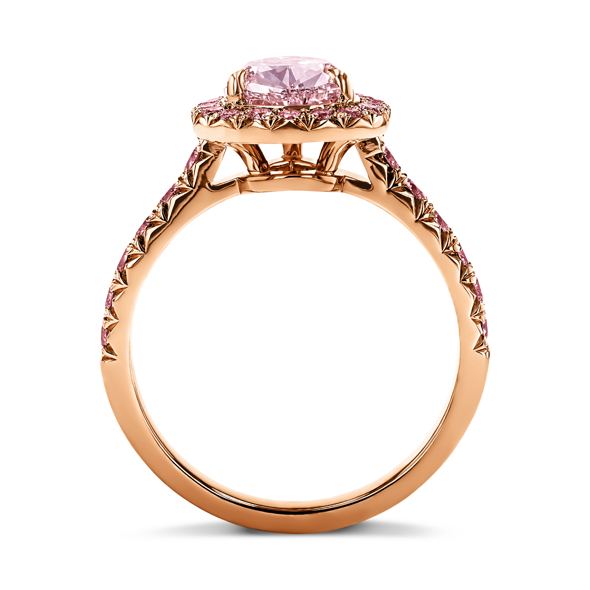 4 Ct. Three Stone Pink Sapphire Ring | Miss Diamond Ring