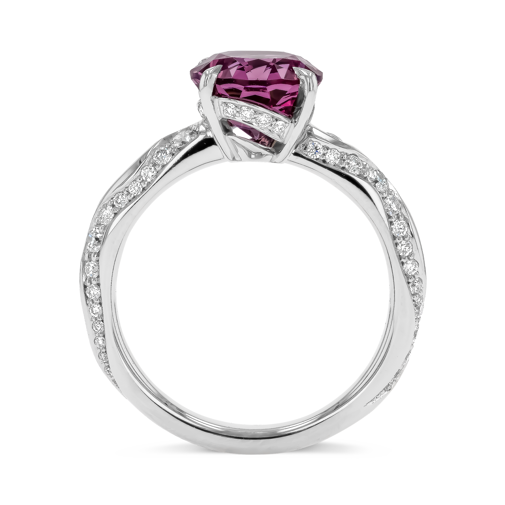 Oval Cut 3.38ct Kitulo Garnet and Diamond Ring Oval Cut, Claw Set_3