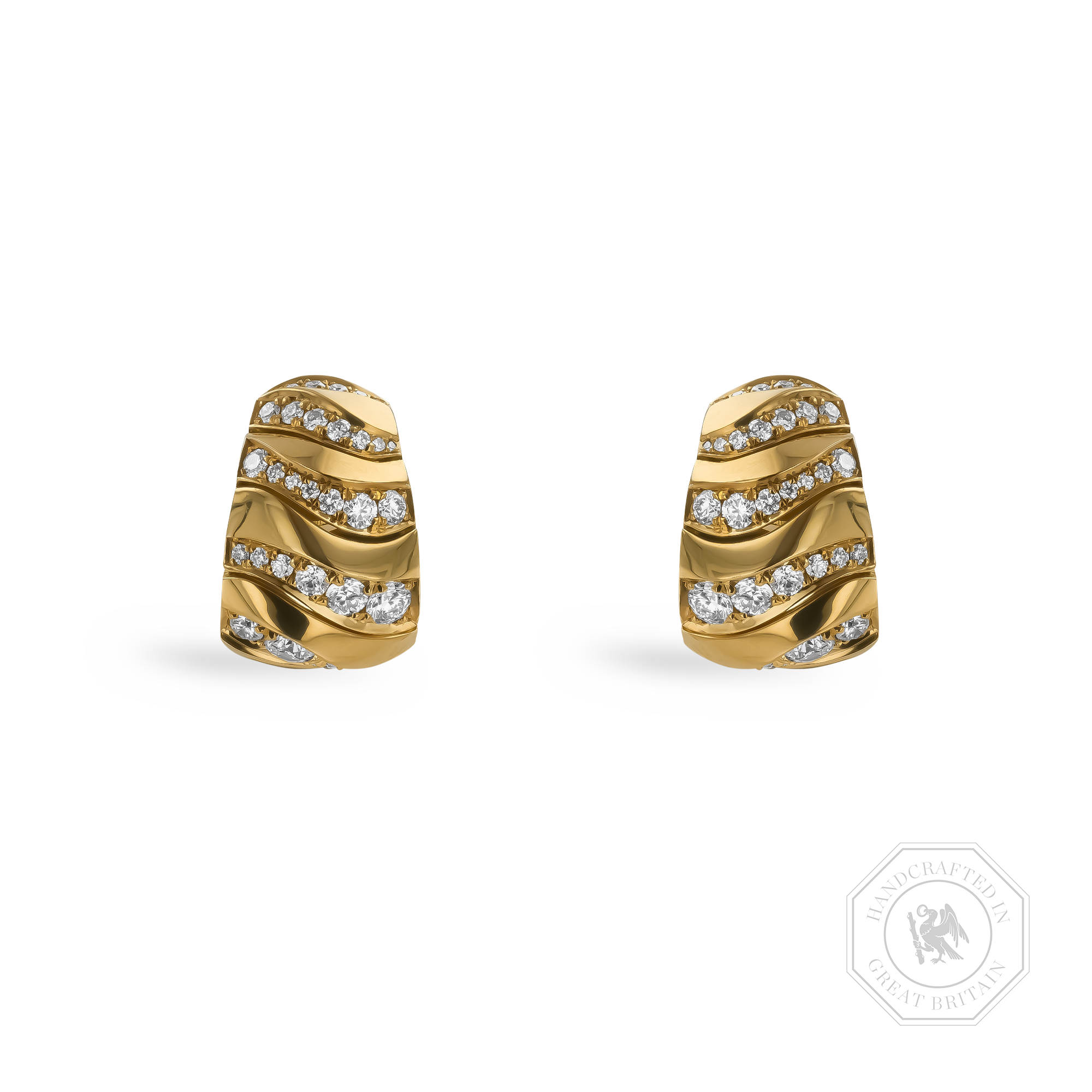 Namibian Dune 1.05cts Diamond Huggie Earrings Brilliant Cut, Grain Set_1