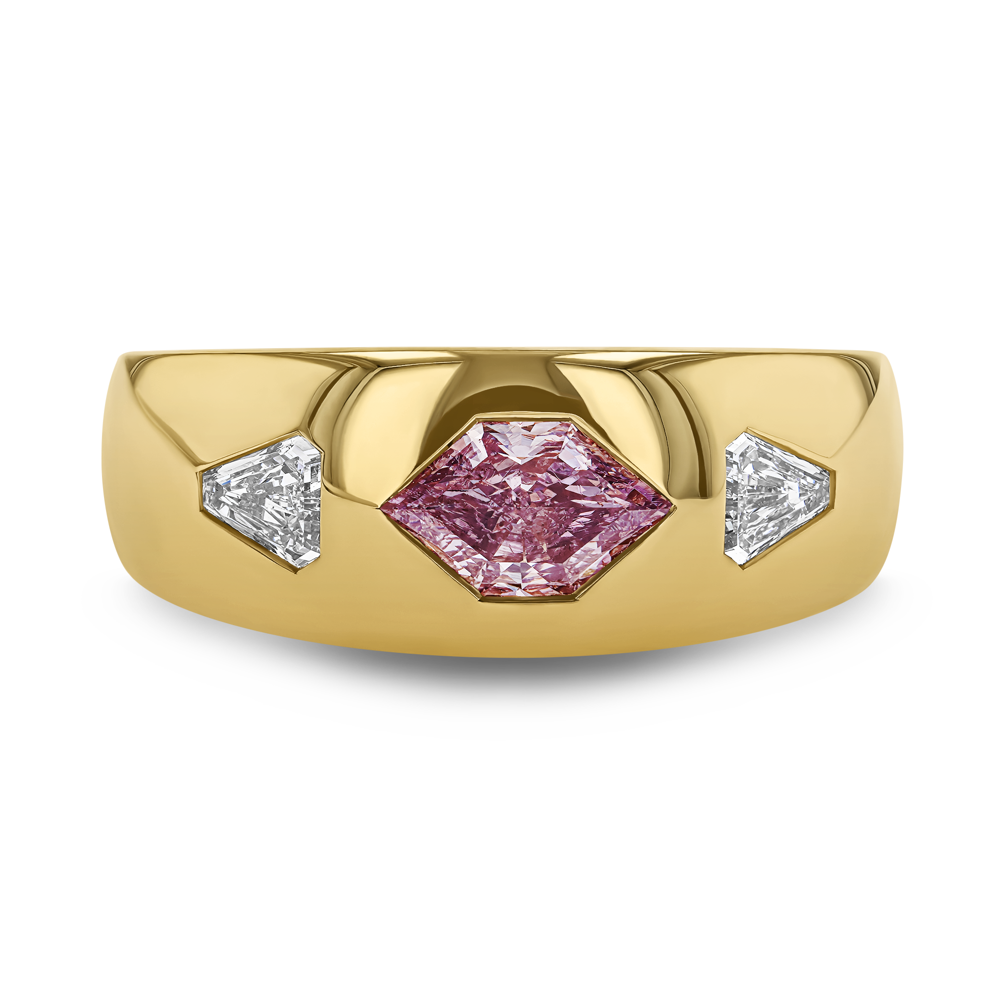 Masterpiece Stellar 0.78ct Fancy Intense Purplish-Pink Diamond Ring Hexagonal Cut, Rubover Set_2