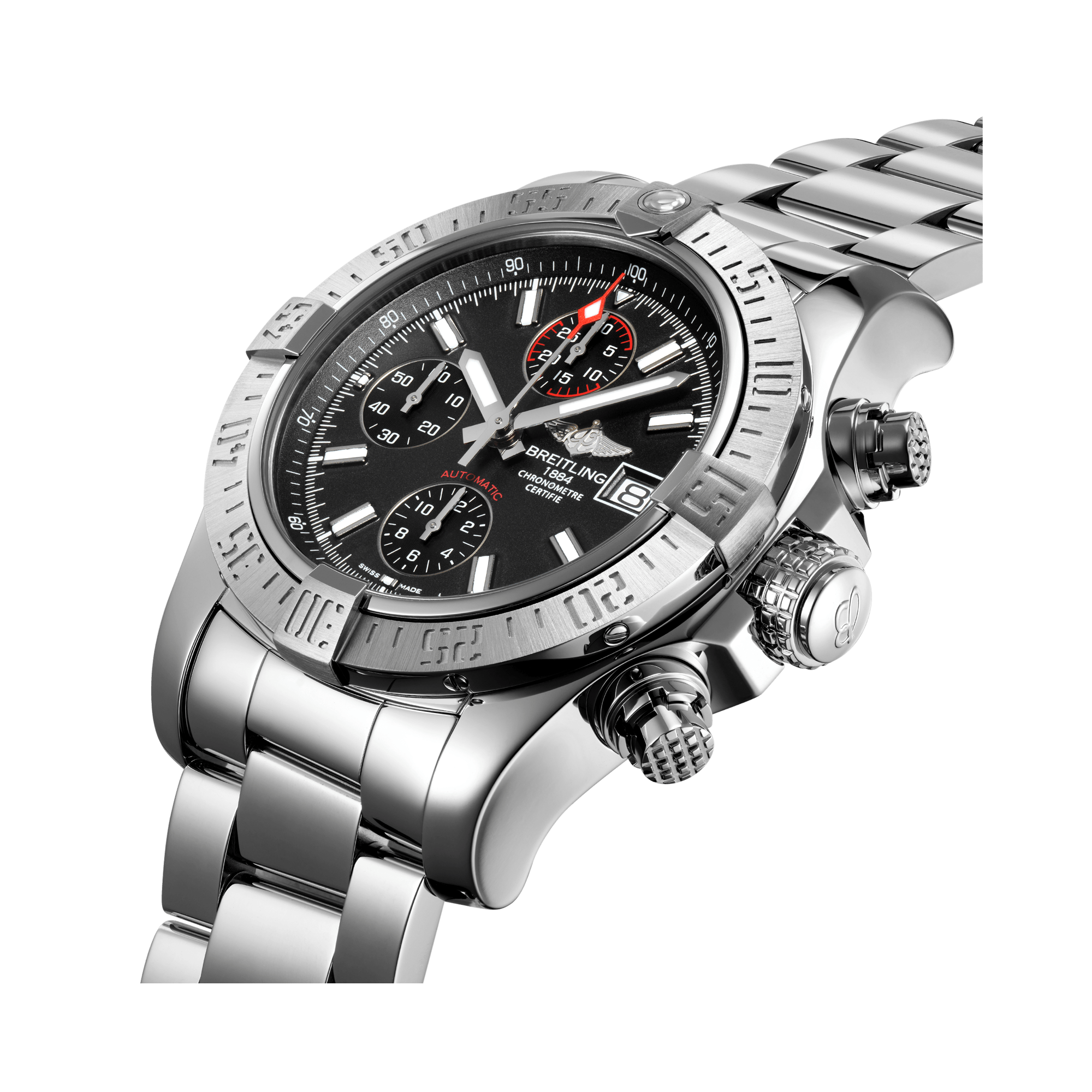 Breitling Avenger II 43mm, Black Dial, Baton Numerals_3