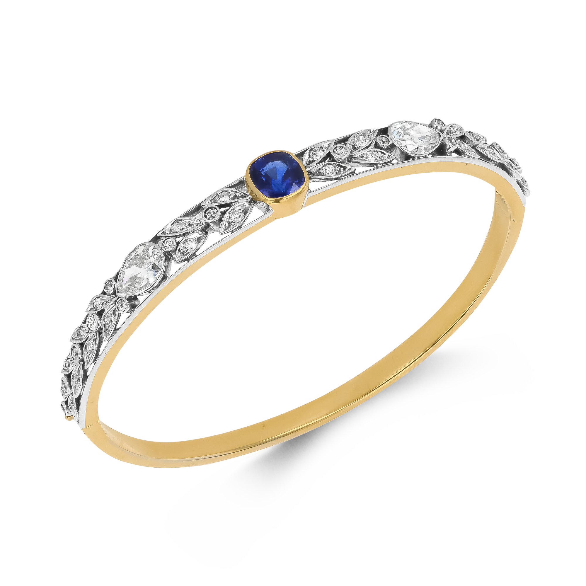 Victorian Cushion Cut Kashmir Sapphire, Cushion Cut Burmese Ruby and Diamond Bangle Set Cushion Cut, Rubover Set_3
