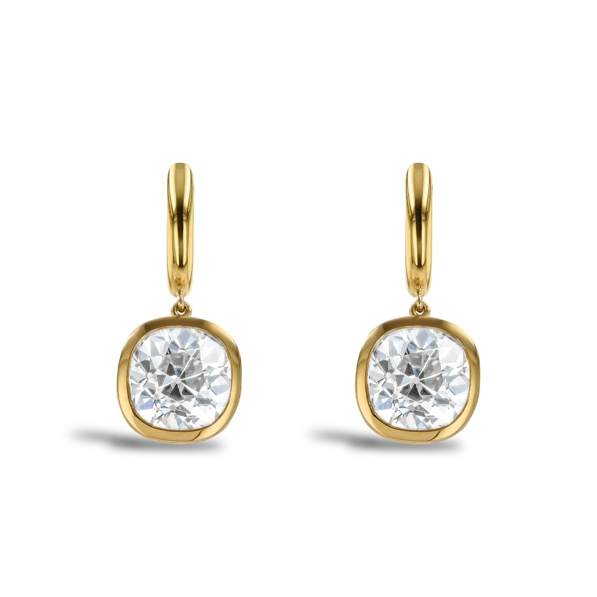 Legacy 6.16cts Diamond Drop Earrings Old Mine Cut, Rubover Set_2