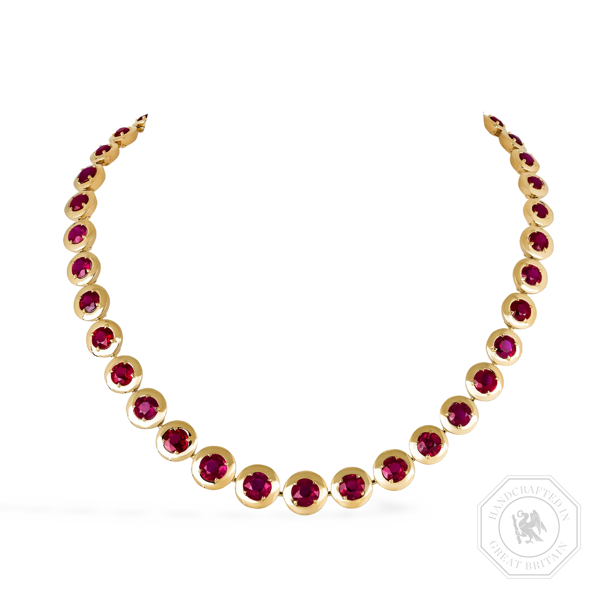 Masterpiece Skimming Stone 31.60ct Burmese Ruby Necklace Brilliant cut, Claw set_1