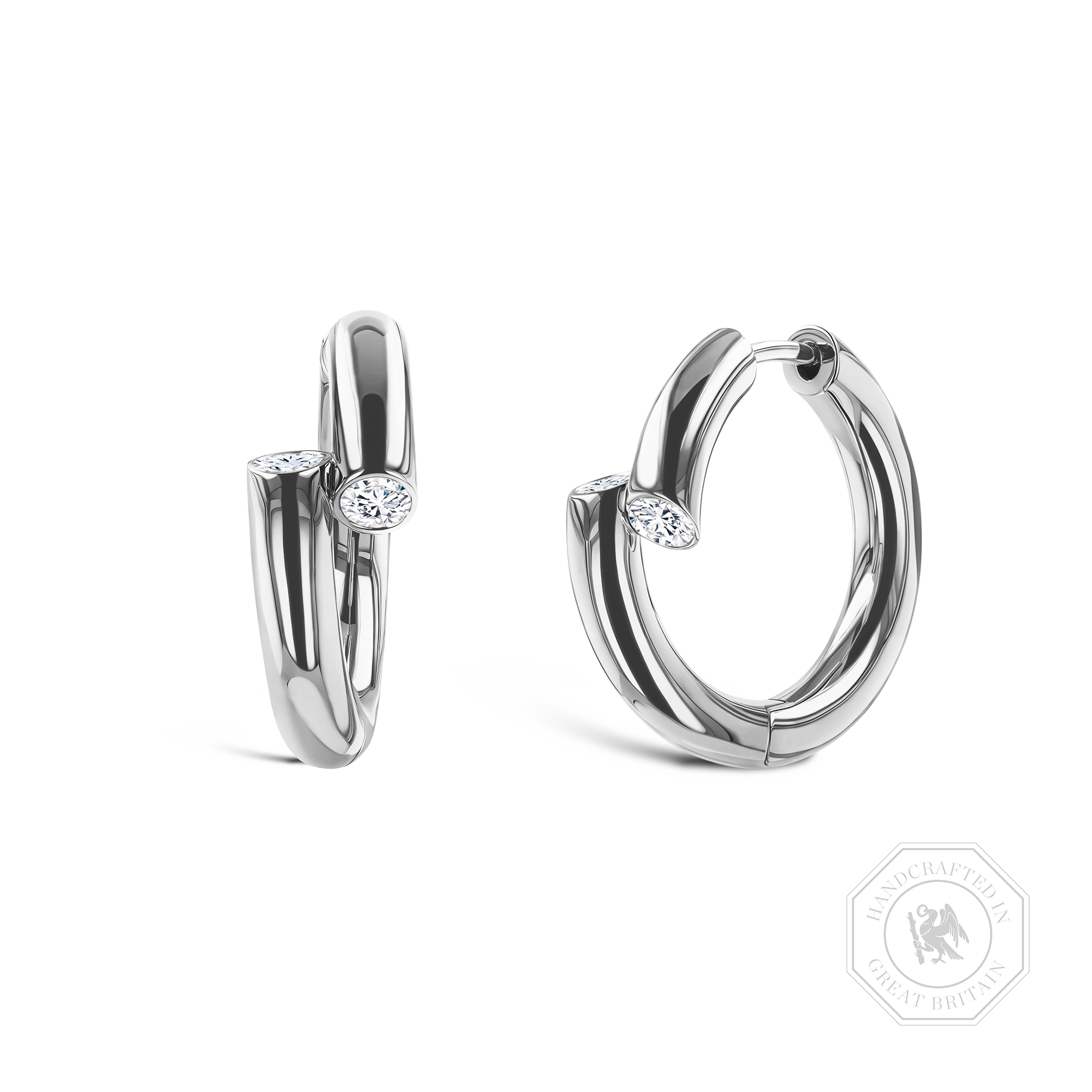 Eclipse 0.17ct Diamond Hoop Earrings Brilliant Cut, Rubover Set_1