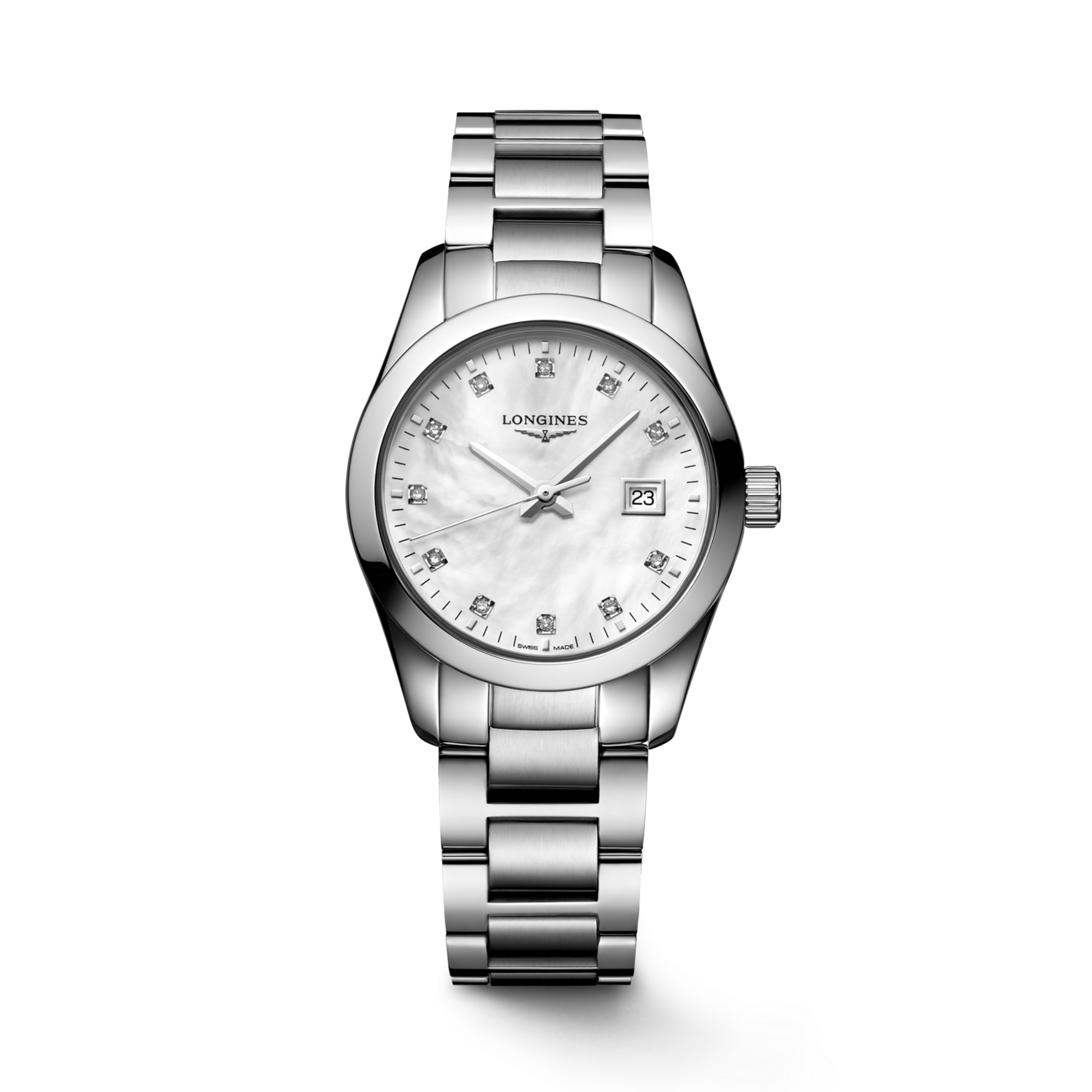 Longines Conquest Classic 29.5mm, Mother of Pearl Dial, Diamond Numerals_1