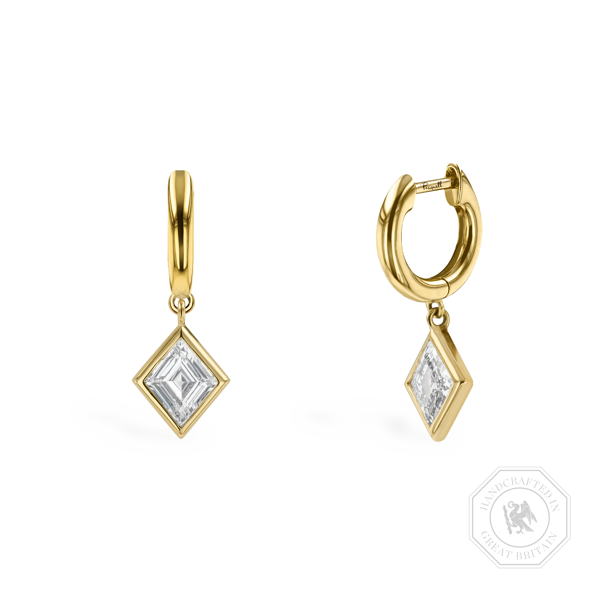 Lozenge Cut 1.12ct Diamond Drop Earrings Lozenge Cut, Rubover Set_1