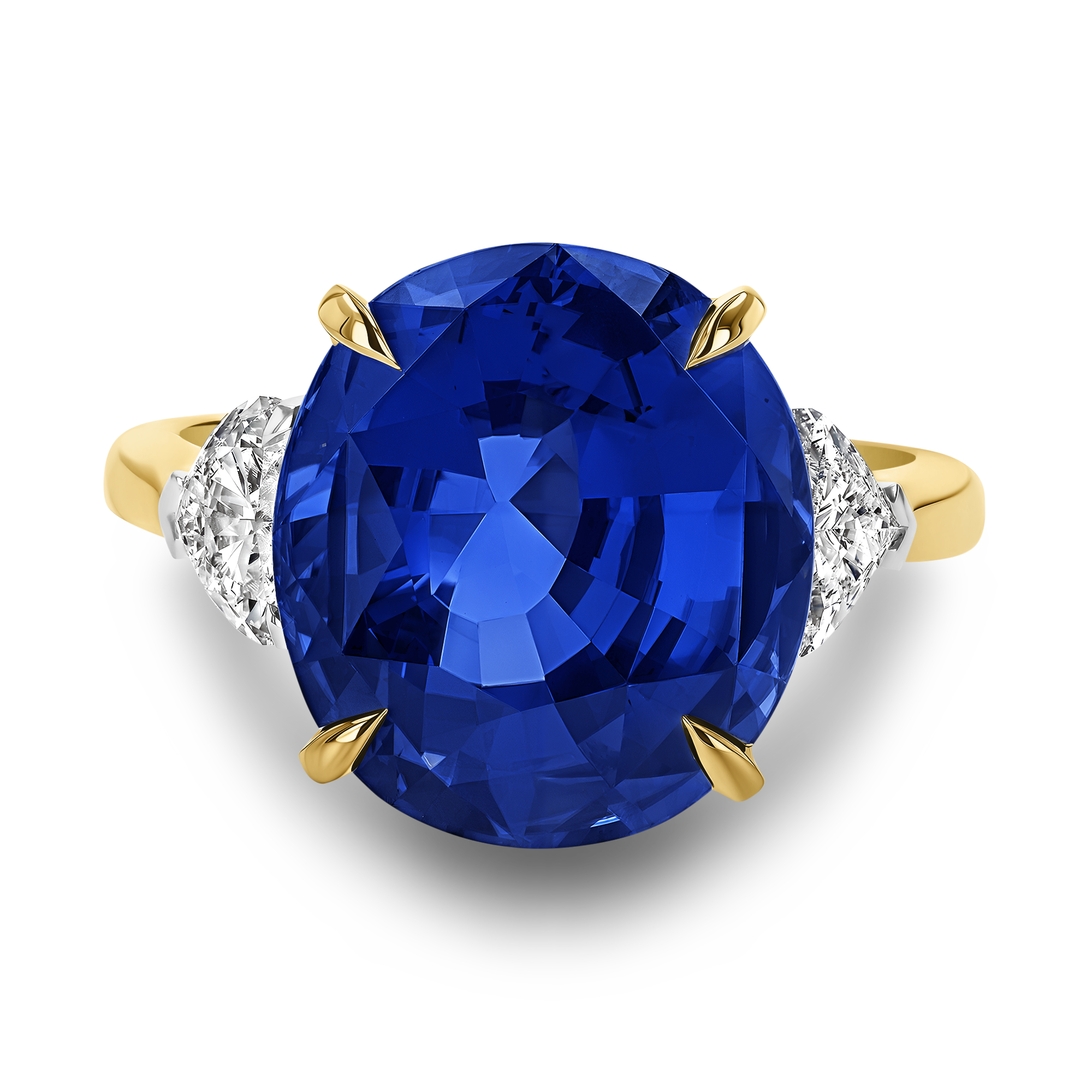Masterpiece Oval Cut Sri Lankan Sapphire and Diamond Ring 10.70ct in 18ct Yellow Gold and Platinum_2