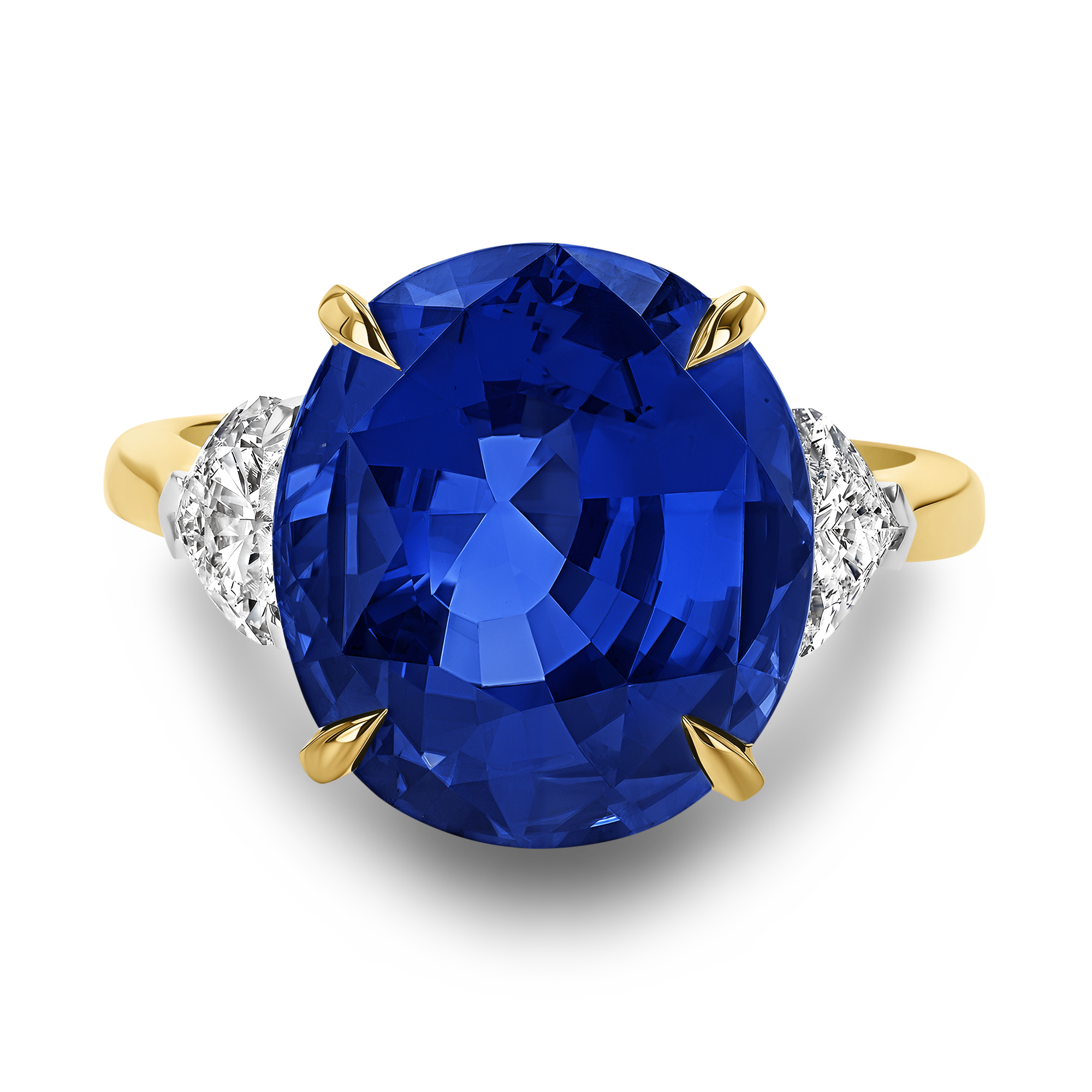 Masterpiece Venus 10.70ct Sri Lankan Sapphire and Diamond Solitaire Ring Oval Cut, Claw Set_2