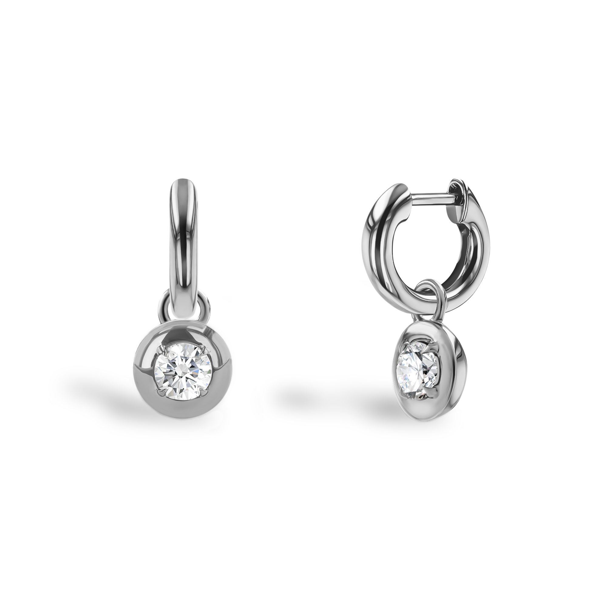 Skimming Stone 0.30ct Diamond Drop Hoop Earrings Brilliant cut, Claw set_1