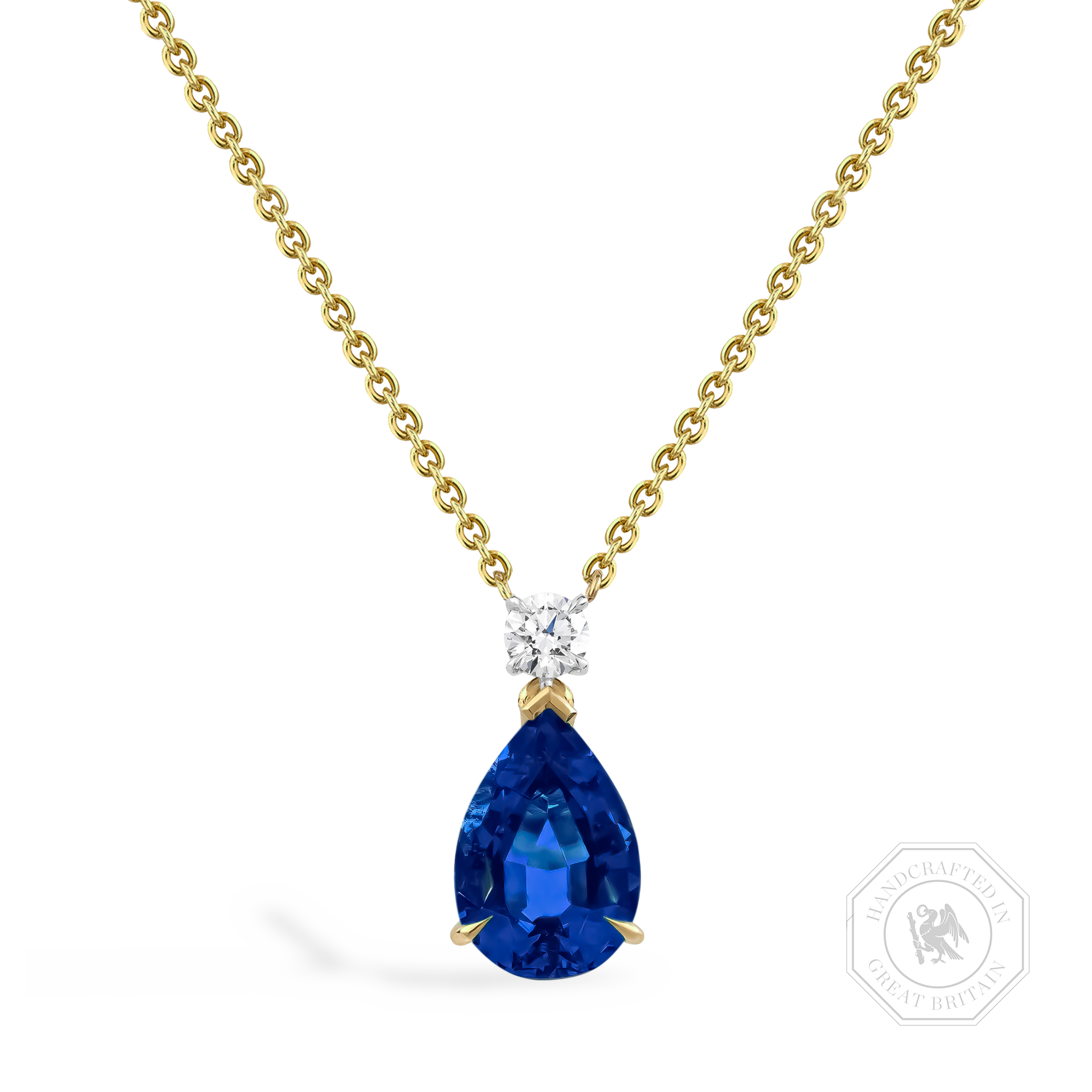 Pear Shaped 1.17ct Sapphire and Diamond Pendant Pear Shaped, Claw Set_1