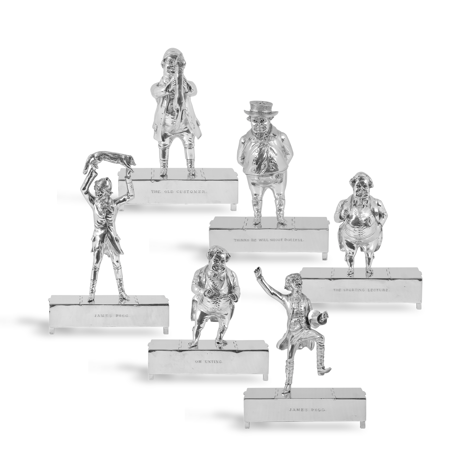 Victorian Silver 'Jorrocks' Condiment Stands Hallmarked London_1