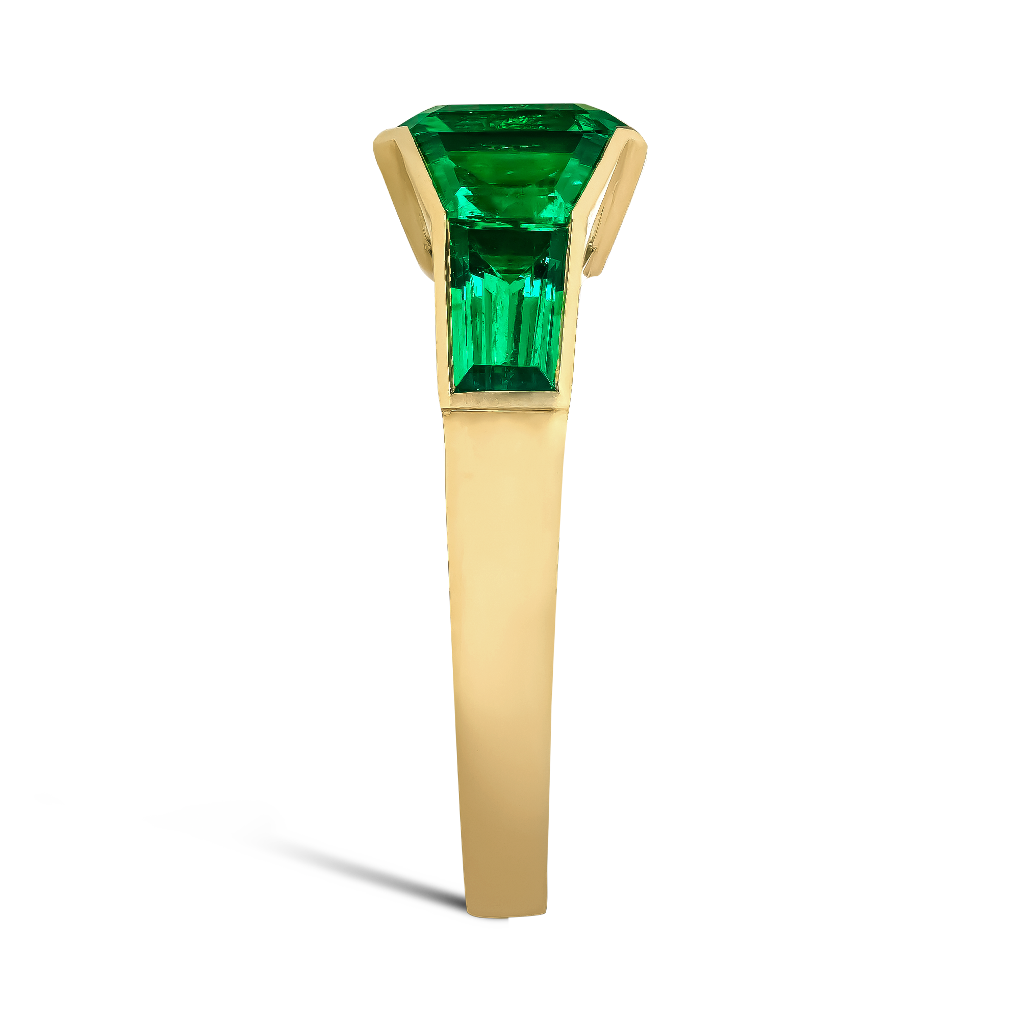 Kingdom 1.65ct Colombian Emerald Five Stone Ring Octagonal Cut, Rubover Set_4