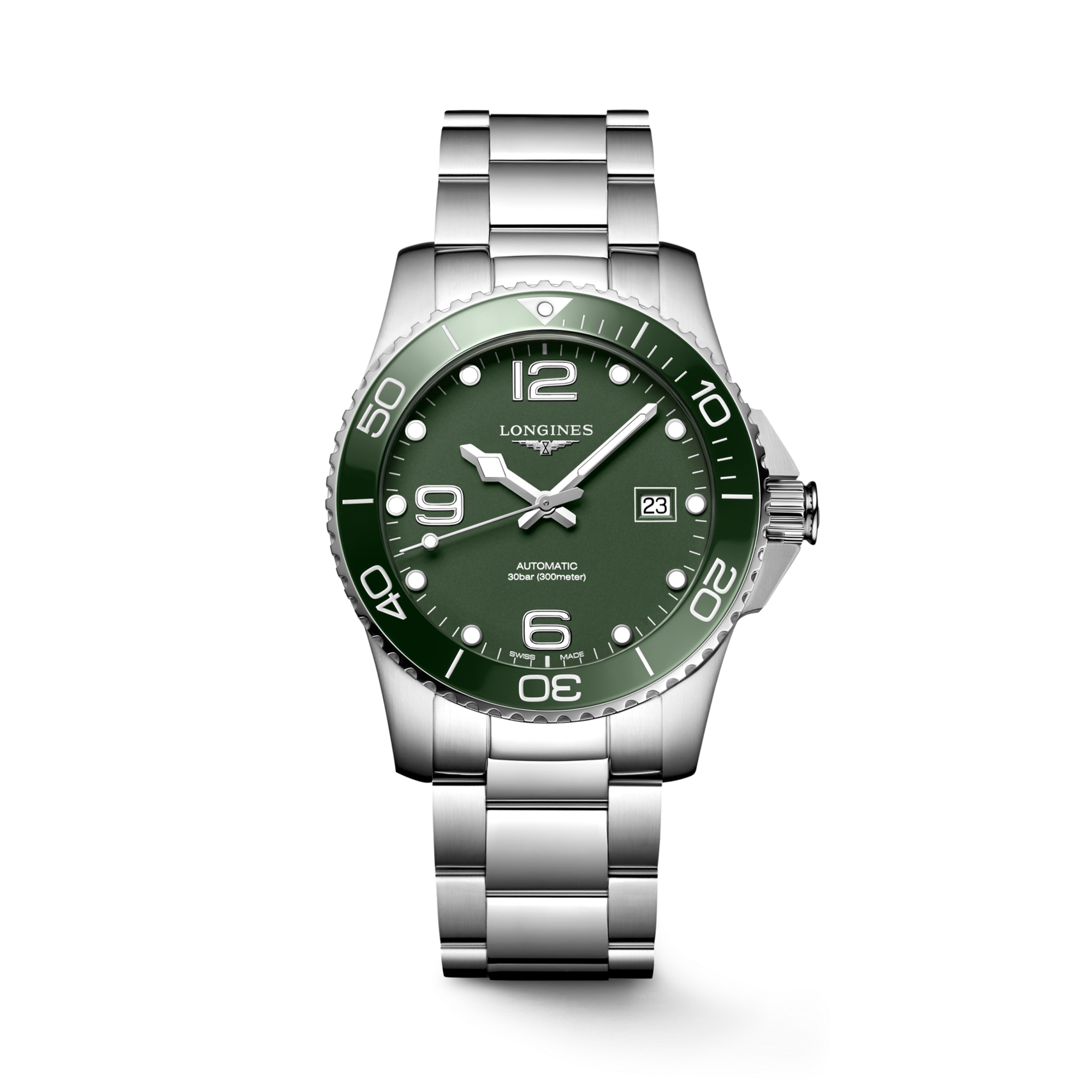 Longines HydroConquest 41mm, Green Dial, Arabic/Baton Numerals_1