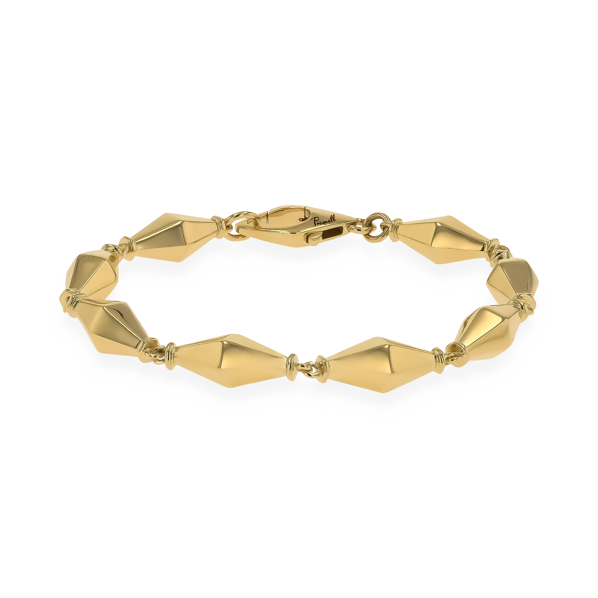 Cleopatra Gold Faceted Barrel Link Bracelet _1