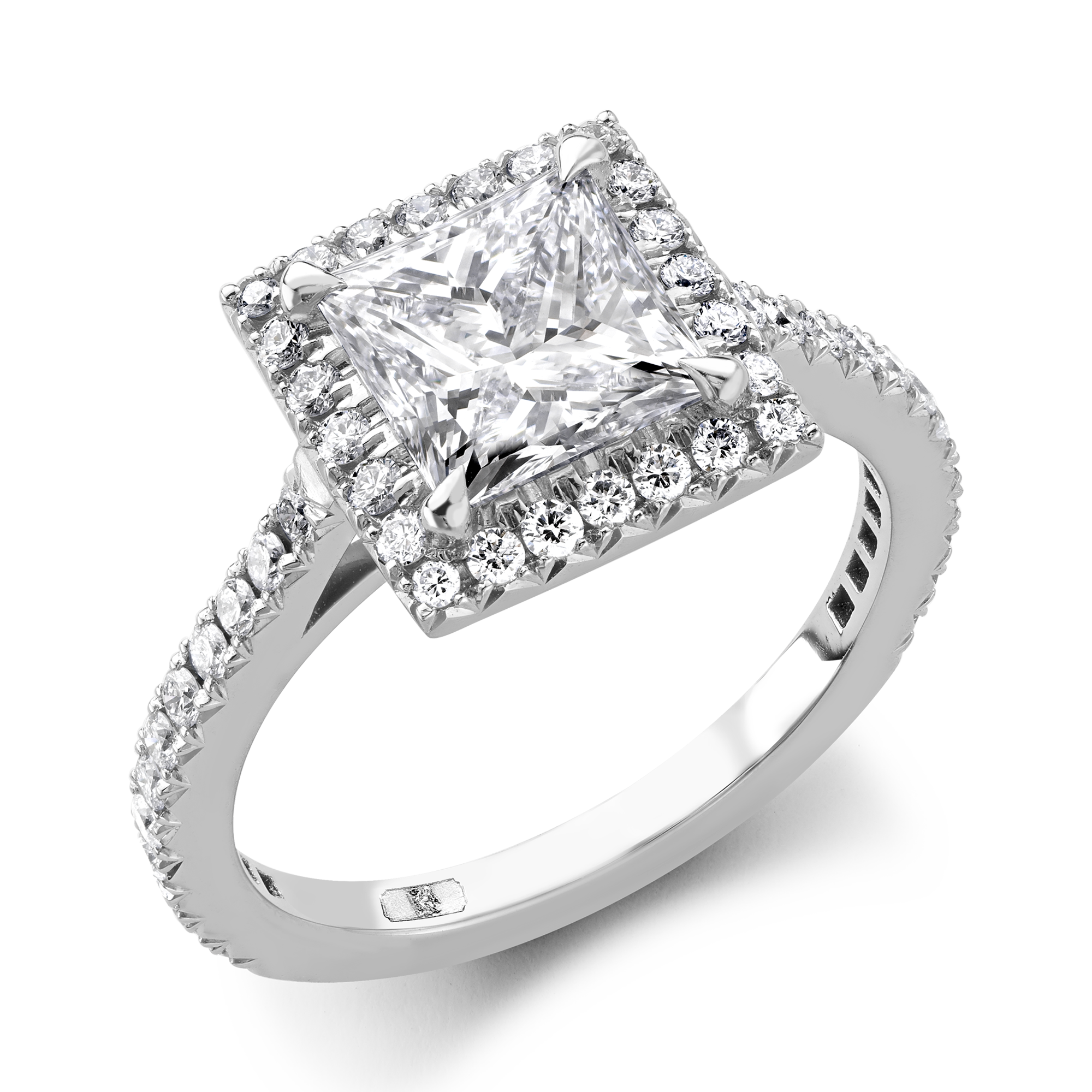 Princess Cut Diamond Ring Princess & Brilliant Cut, Claw & Channel Set_1