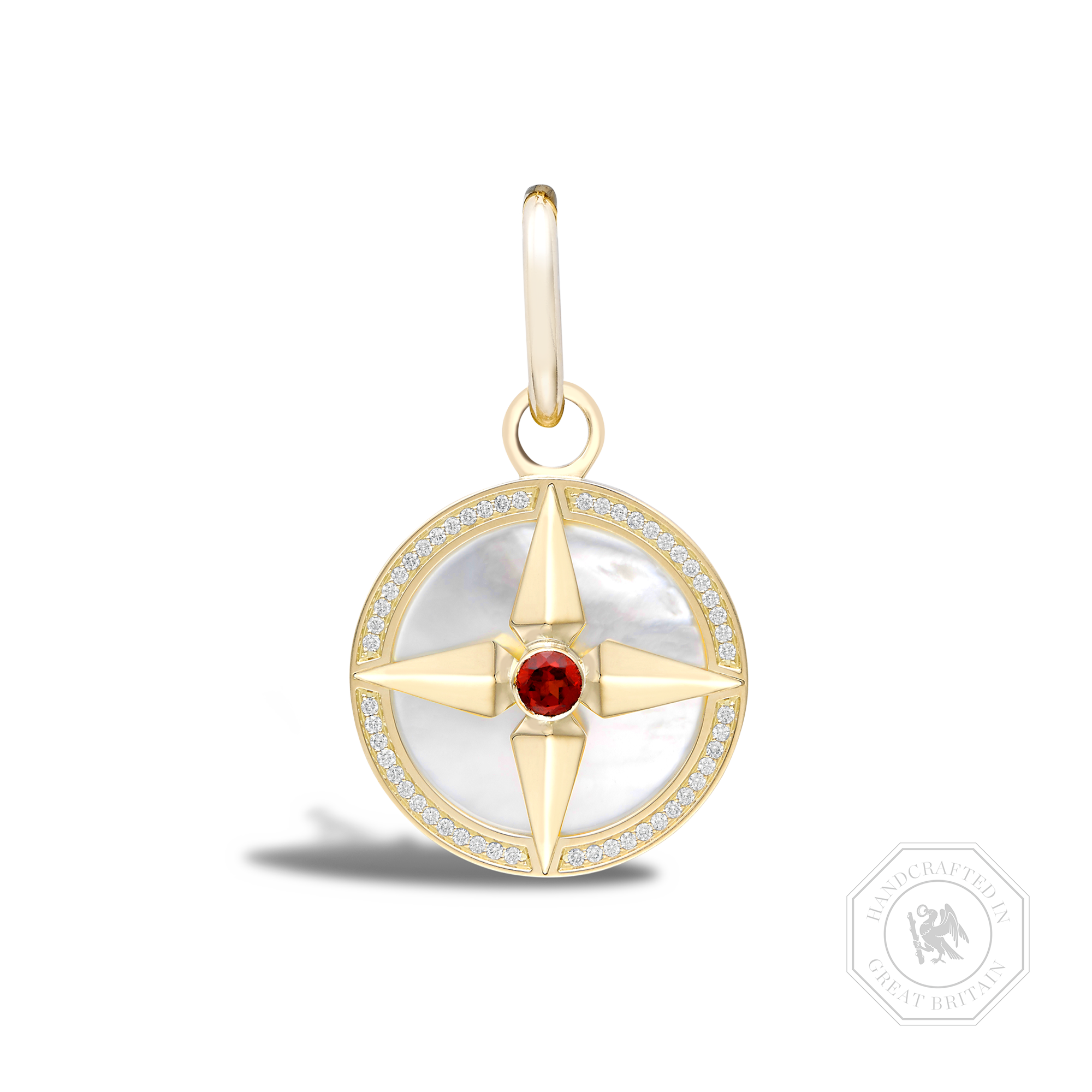Garnet (January) Pendant Charm Brilliant Cut, Rubover & Claw Set_1