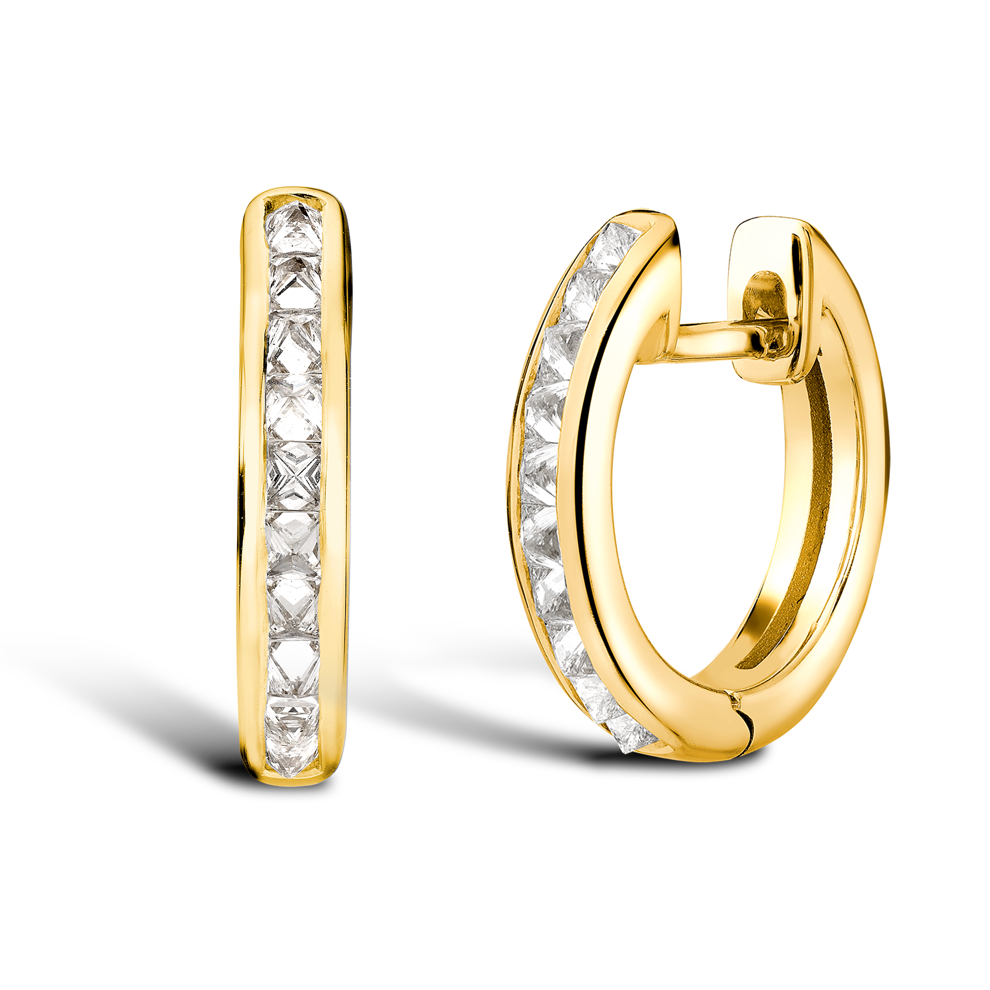 RockChic Diamond Hoop Earrings Princess Cut, Channel Set_1