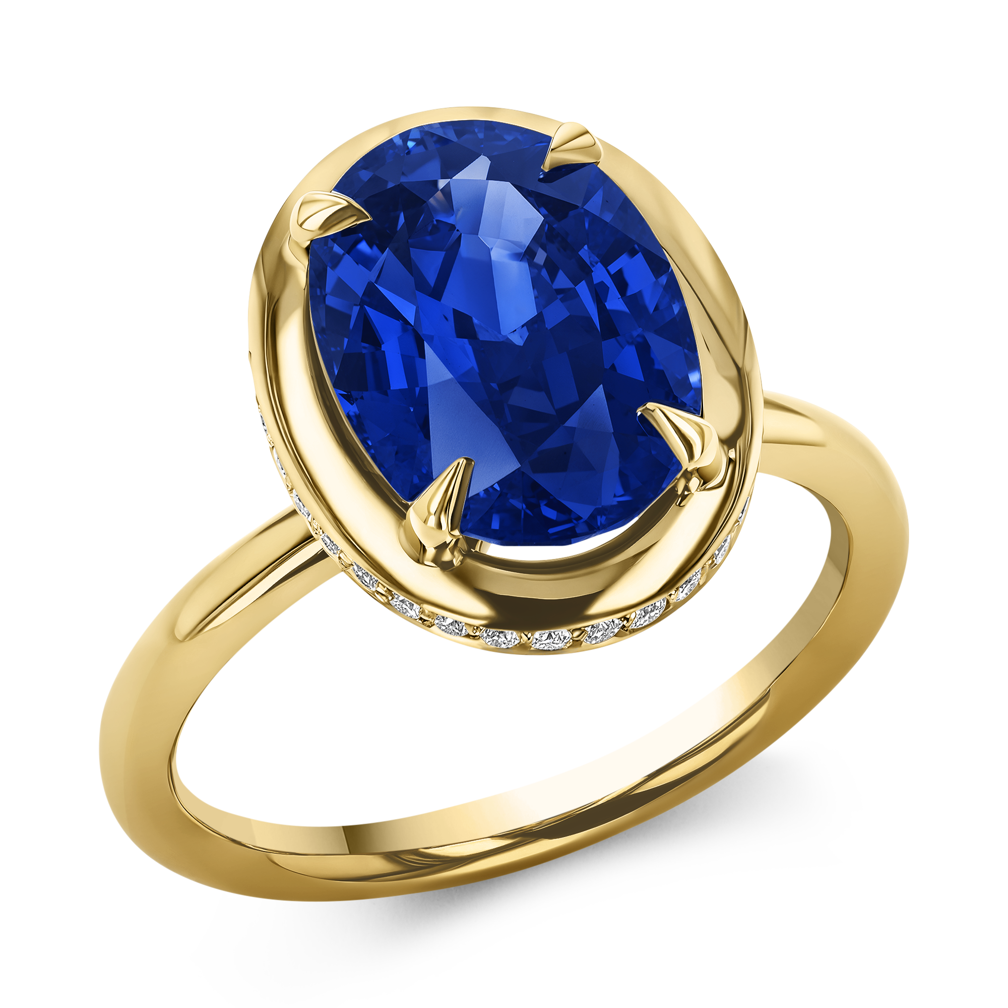 Skimming Stone 4.67ct Oval Sapphire and Diamond Ring Oval Cut, Claw Set_1
