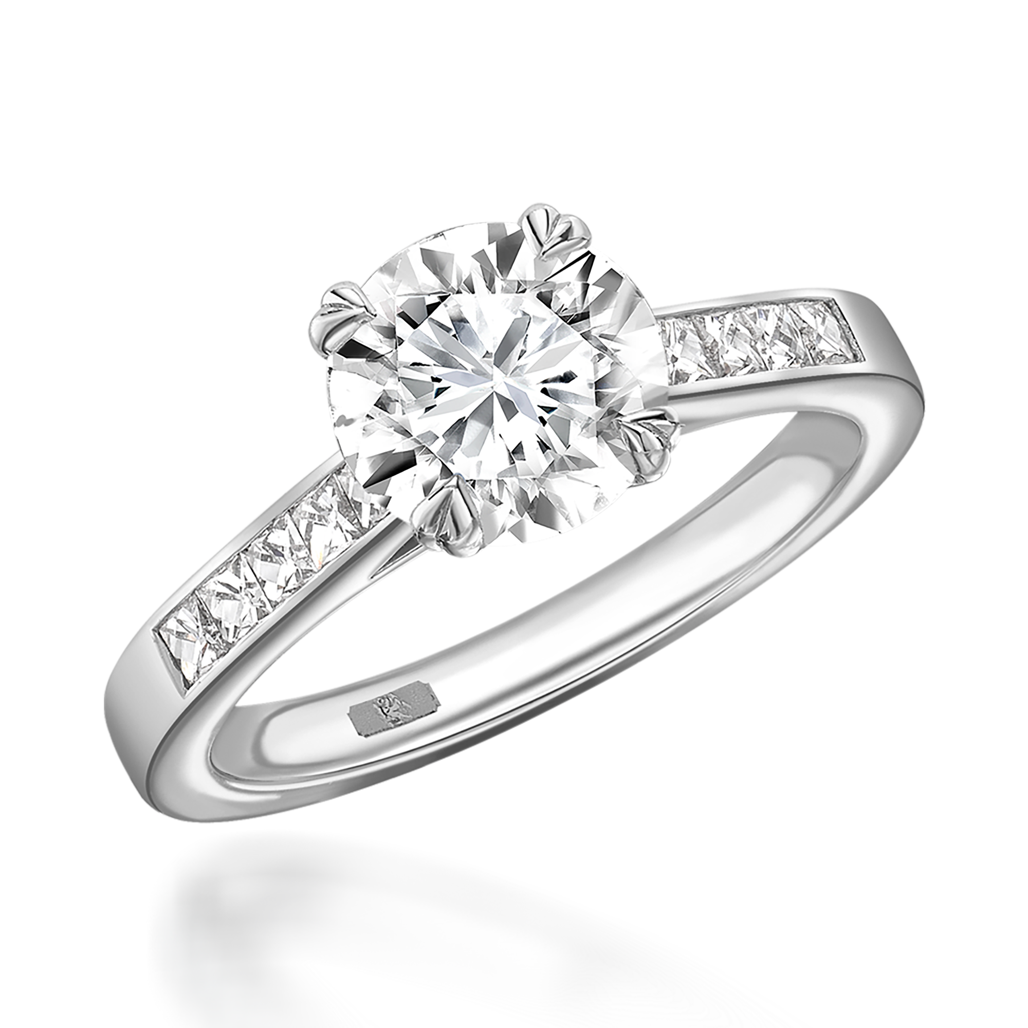 1.15CT Diamond Solitaire Ring Brilliant Cut, Solitaire, French Cut Diamond Shoulders_1