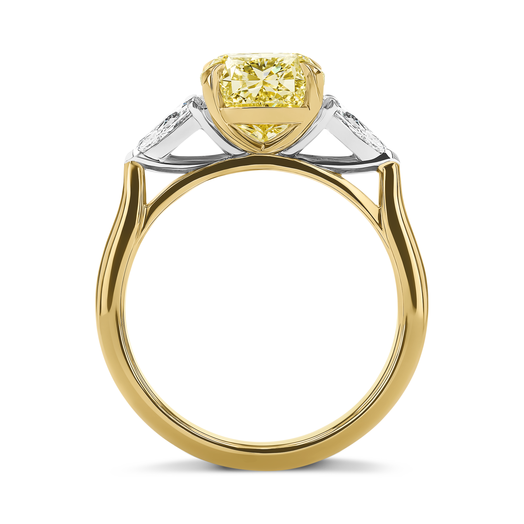 Cushion Cut 3.61ct Diamond Three Stone Ring Cushion & Pear Cut, Claw Set_3