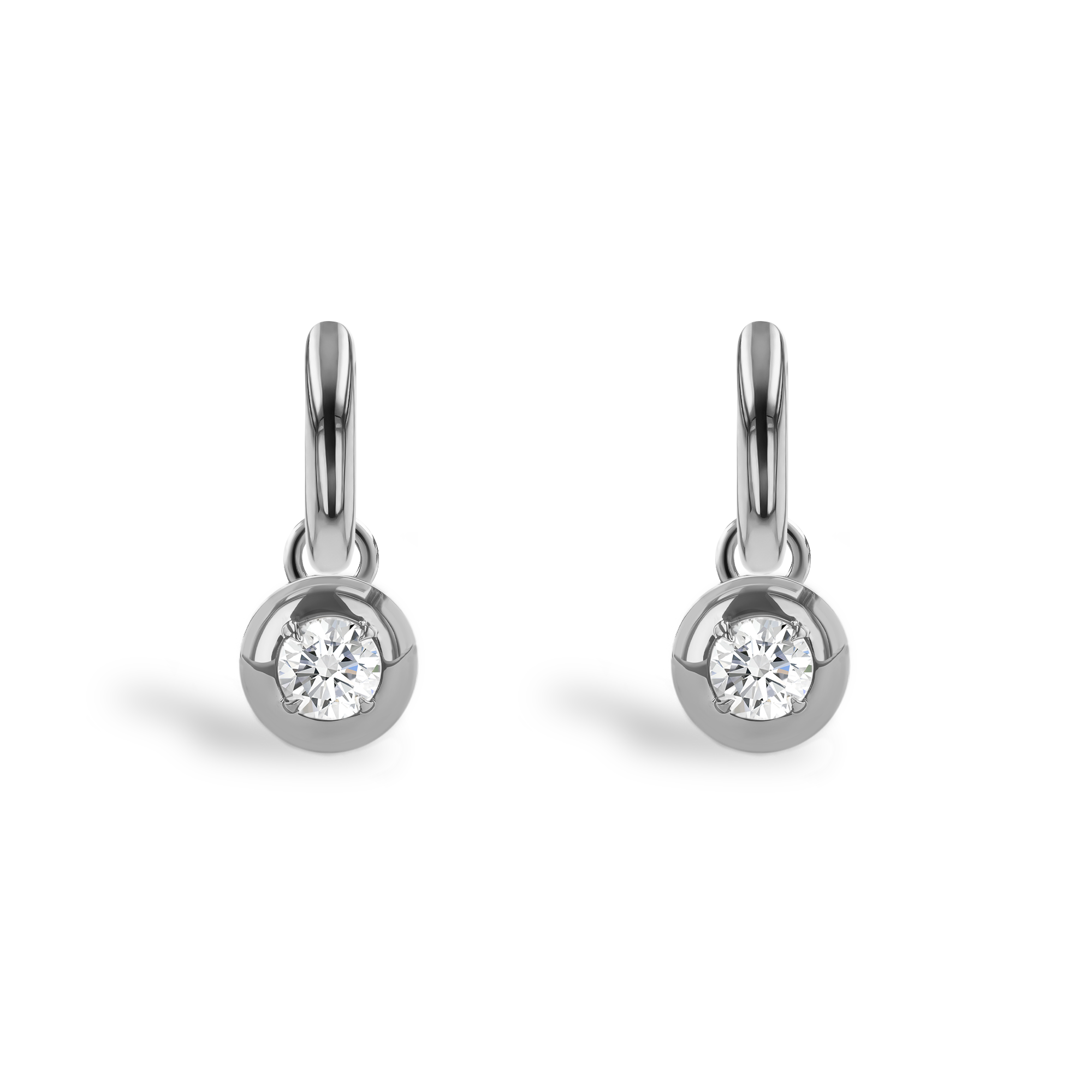 Skimming Stone 0.30ct Diamond Drop Hoop Earrings Brilliant cut, Claw set_2