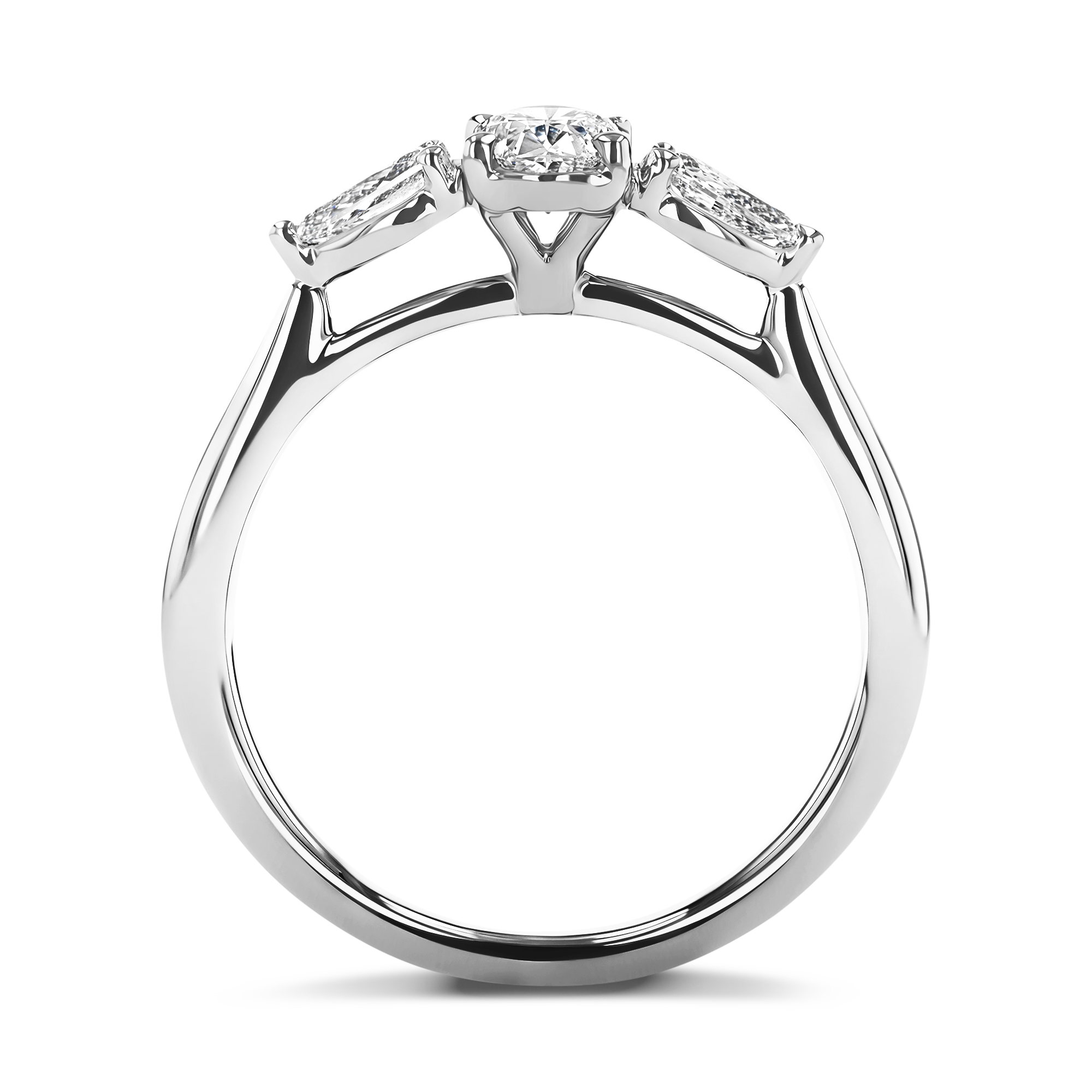 Classic 0.70ct Oval Cut Diamond Three Stone Ring Oval Cut, Claw Set_3