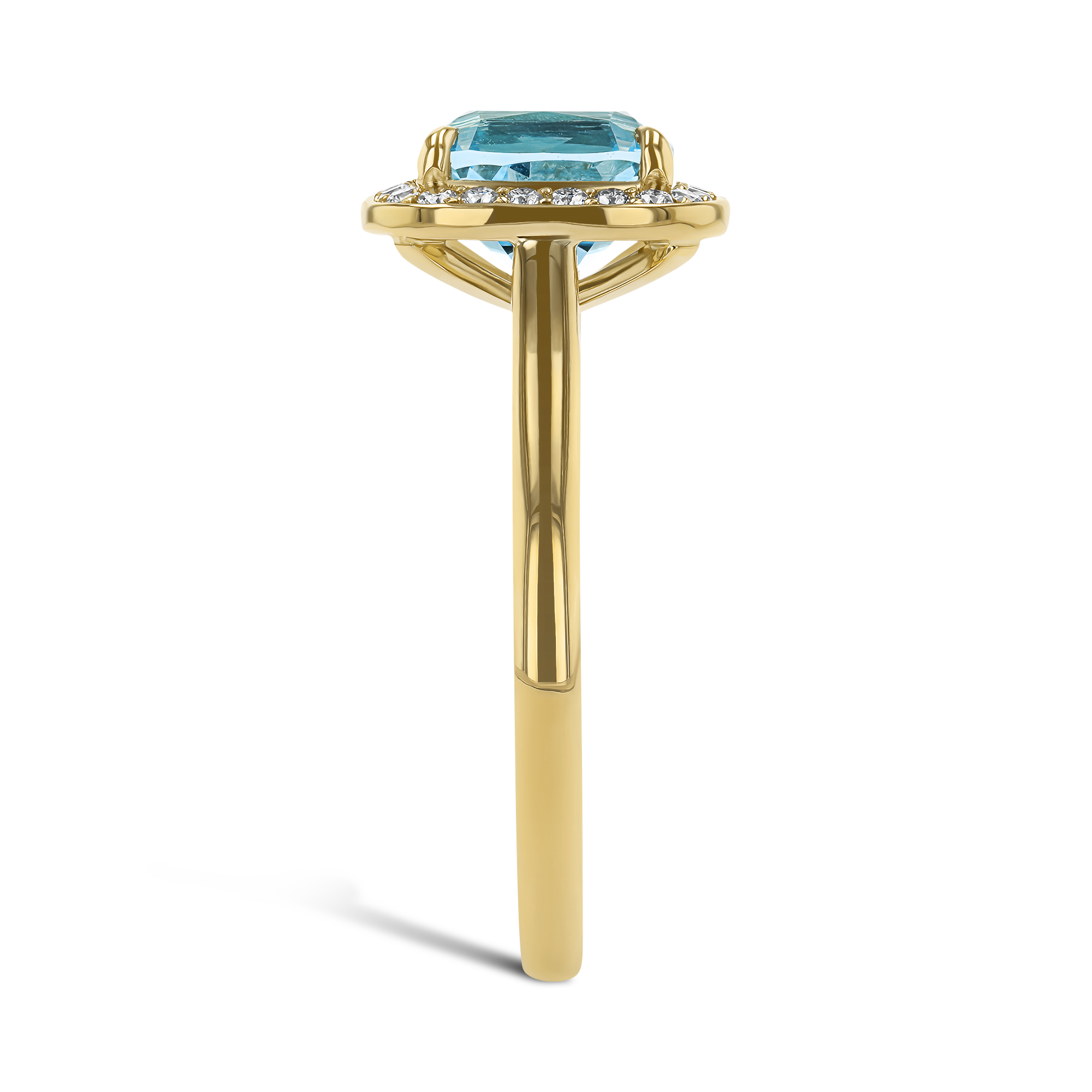 Cushion Cut 1.54ct Lukusuzi Aquamarine and Diamond Cluster Ring Modern Cushion Cut, Claw Set_4
