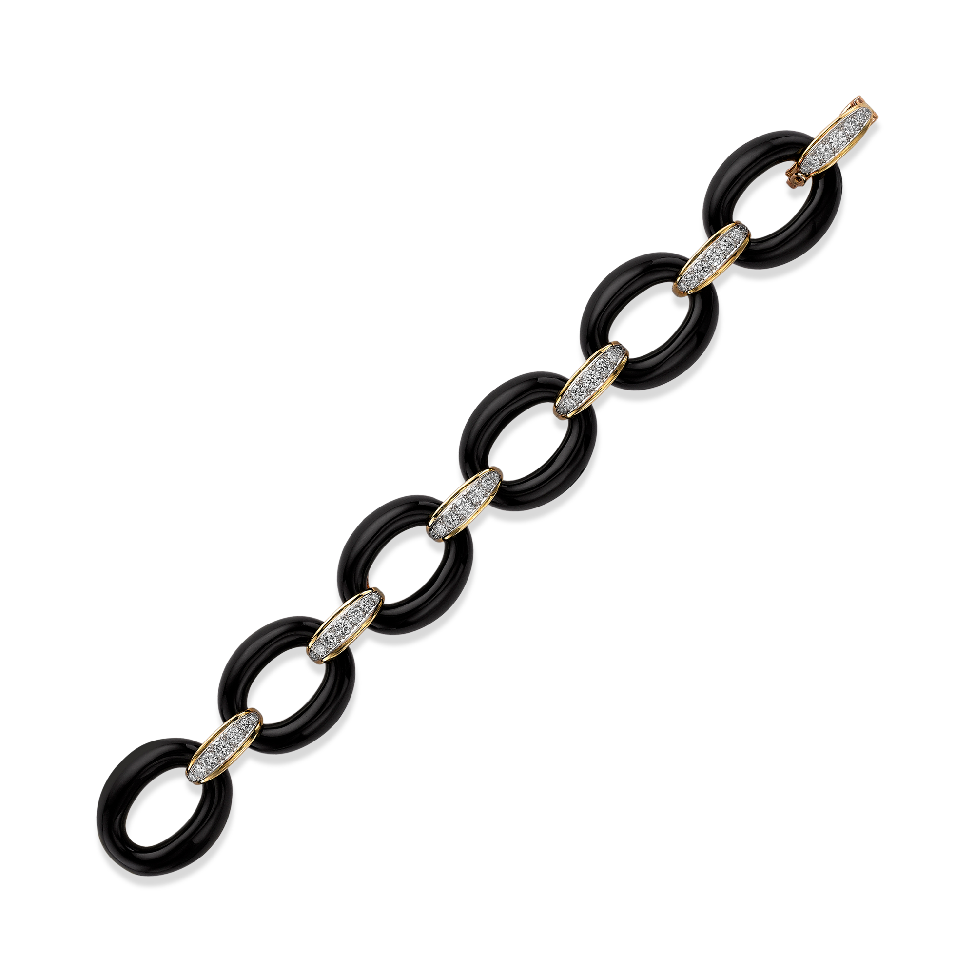 1970s Van Cleef & Arpels Diamond Bracelet Brilliant Cut Diamond Bracelet, with Onyx Links_1