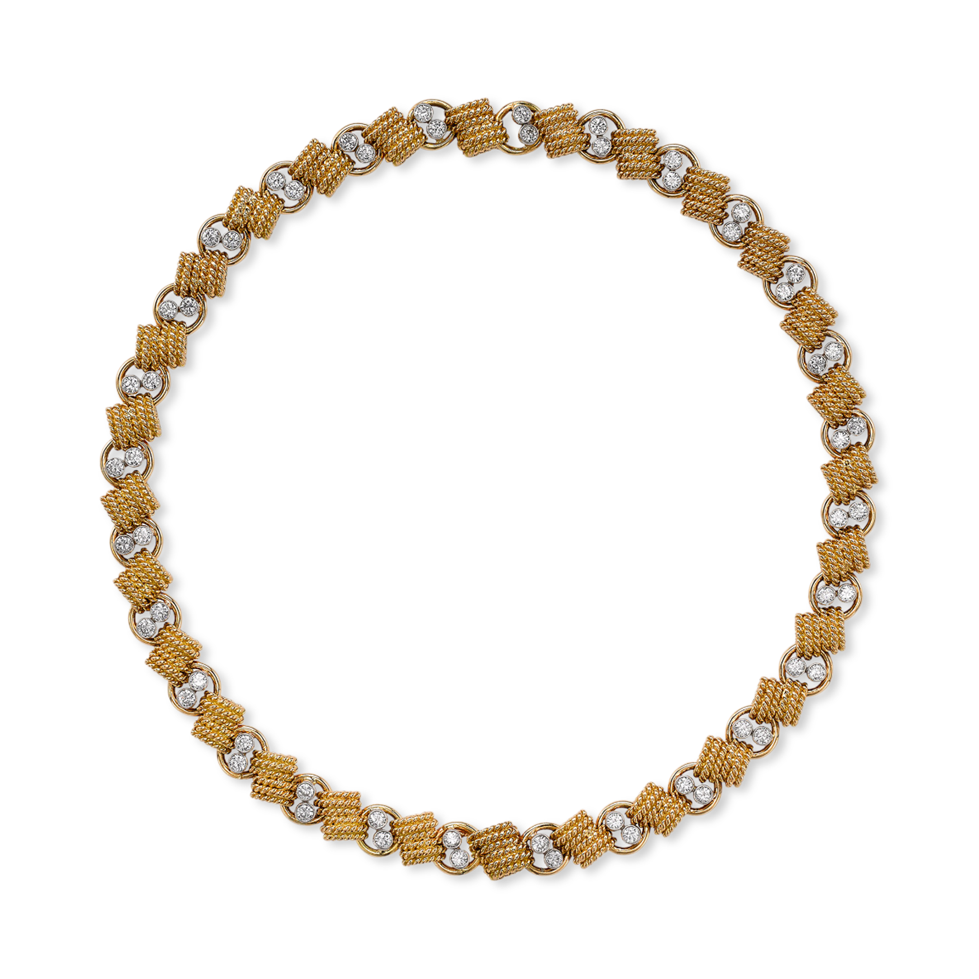 1960s Van Cleef & Arpels Diamond Necklet Brilliant Cut Diamond Necklet, with Gold Links_1