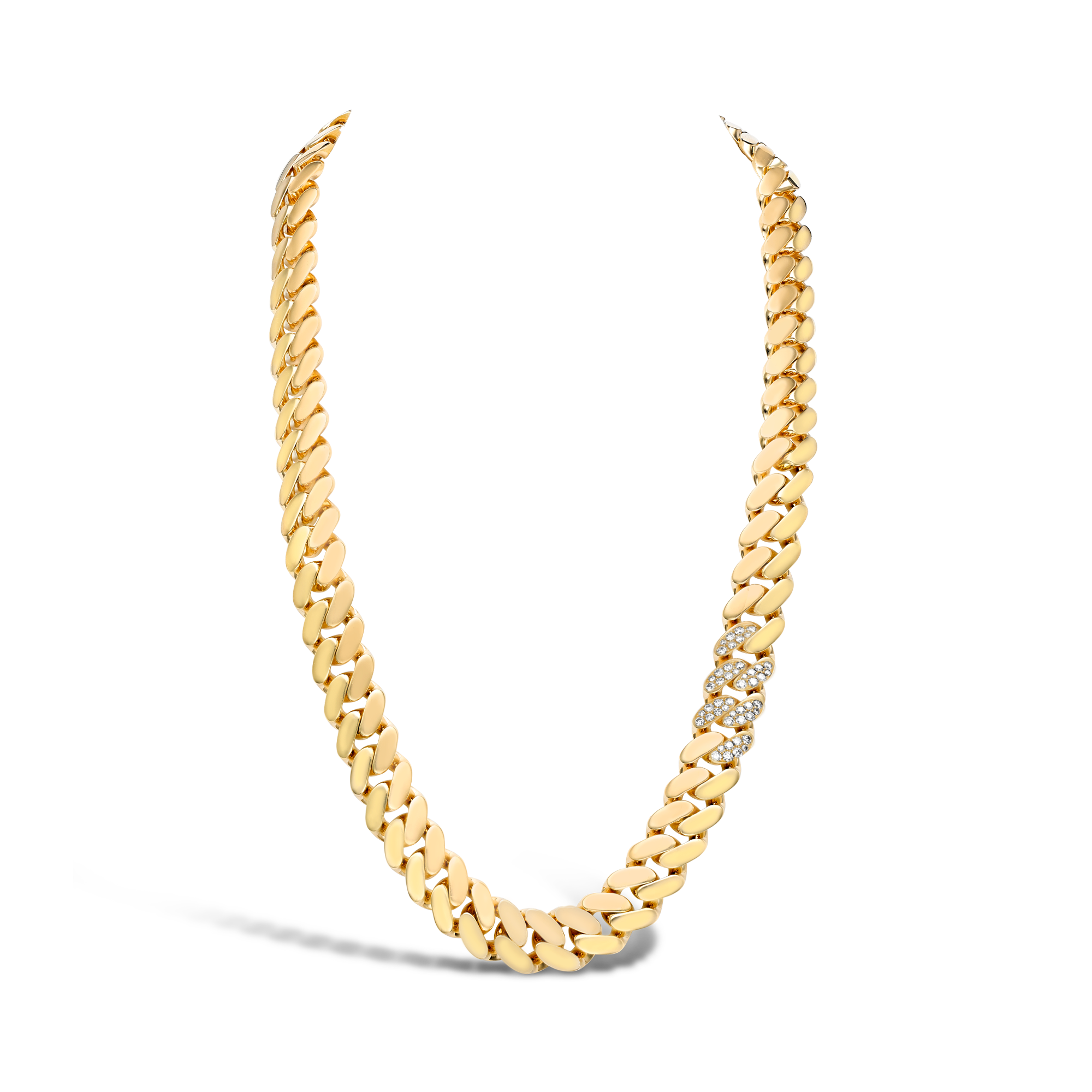Fusion Long Polished Curb Link Necklace (50cm) Brilliant Cut, Pave Set_1